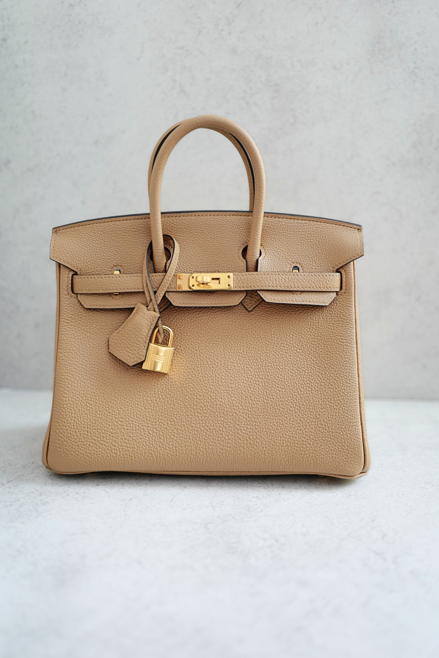 BNIB Hermès Birkin 25 Bag Chai Togo Leather with Gold Hardware Stamp U 2023