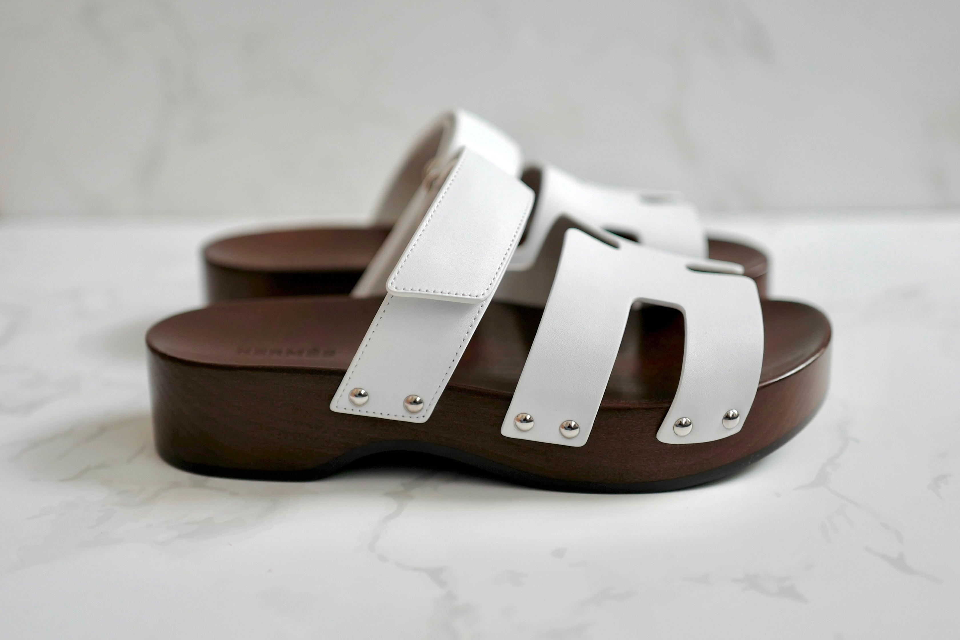 BNIB HERMÈS Kos Veau Women's Clog Blanc/white - Size 37
