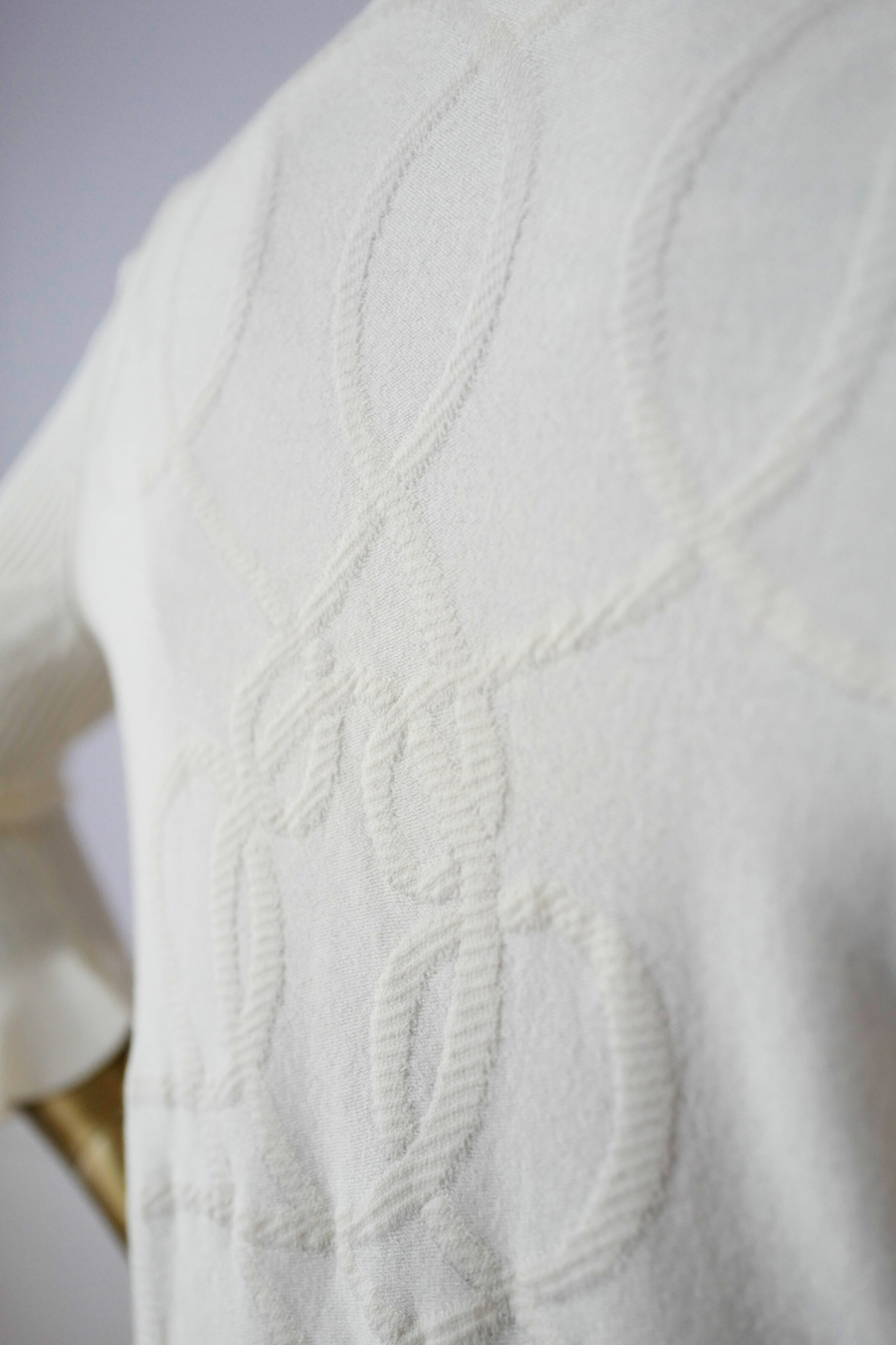 New Hermès Palefroi Remix Light Half-Length Sleeve Long Cardigan Blanc Naturel Size 34