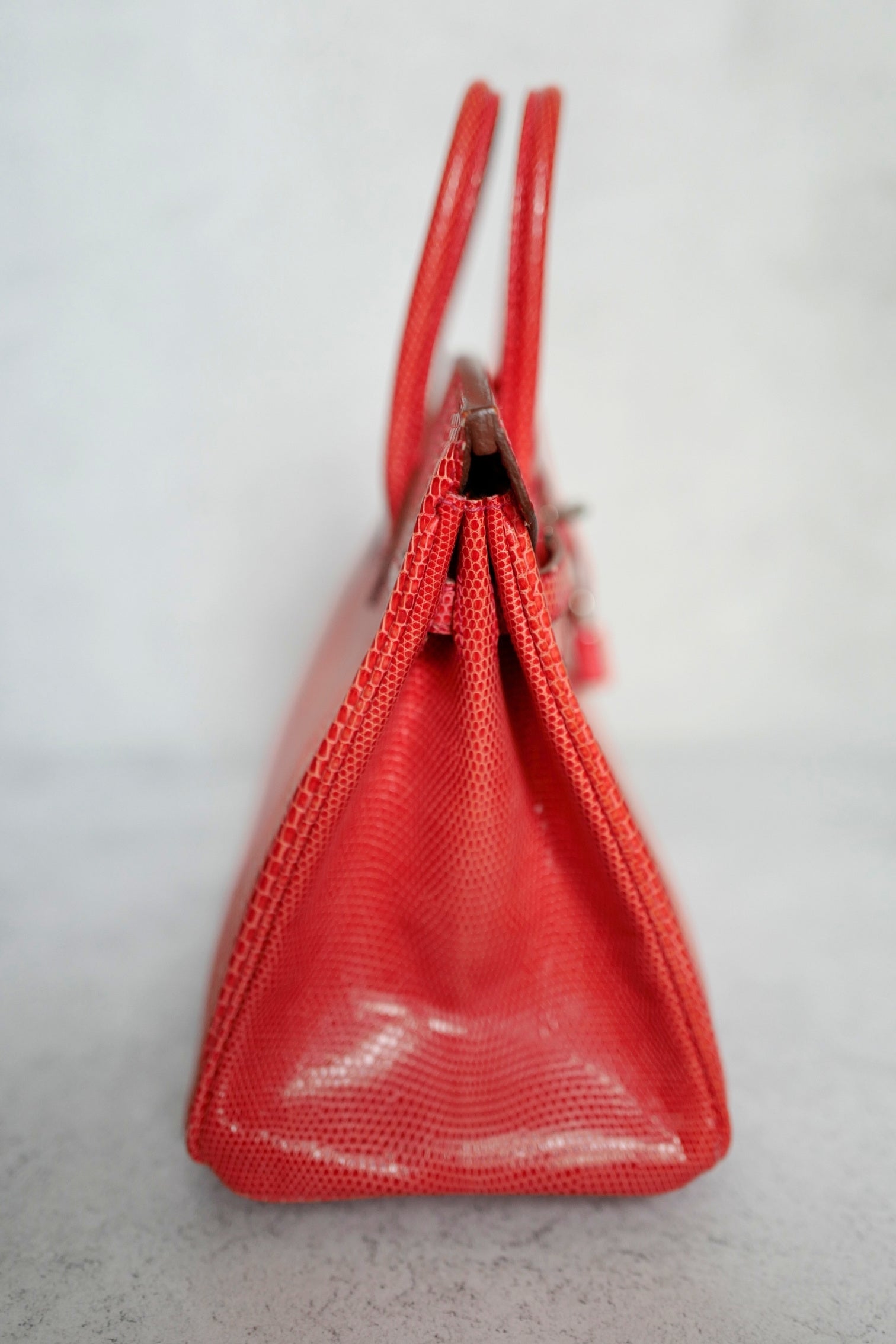 Hermes Birkin 25 Lizard In Bougainvillea Red With Palladium HW