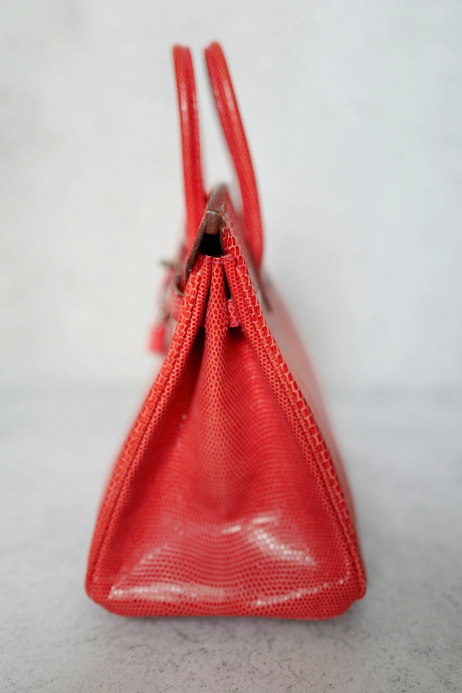 Hermes Birkin 25 Lizard In Bougainvillea Red With Palladium HW
