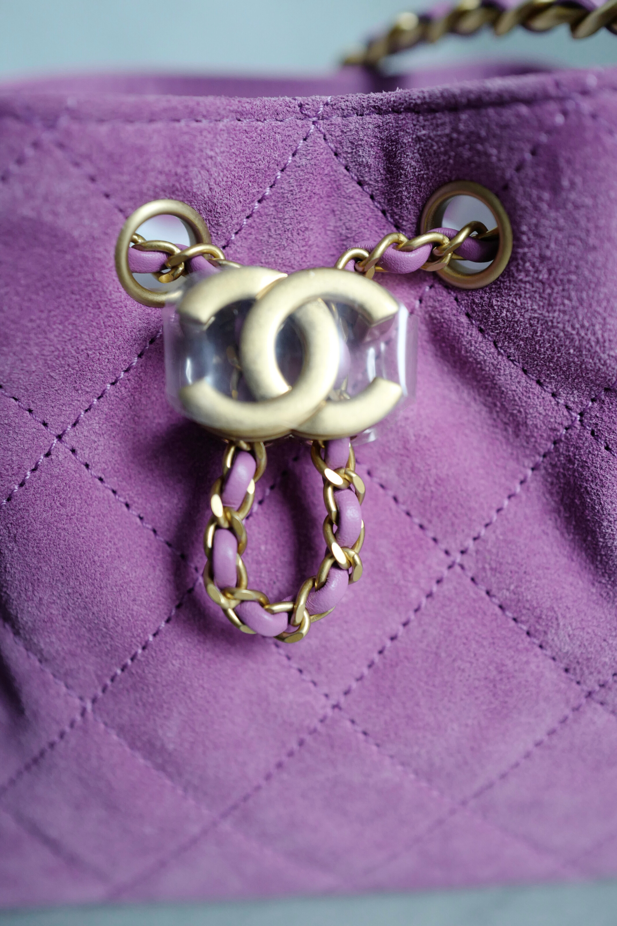 BNIB Chanel 26C Mini Hobo Shoulder Bag in Purple Suede with Gold Hardware