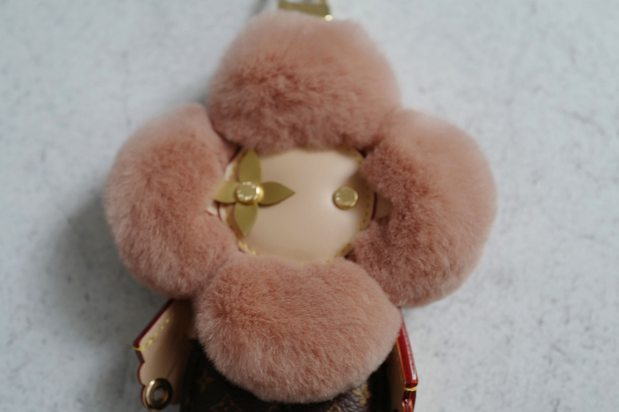 Louis Vuitton Vivienne Fashionista Bag Charm Brown Mink Leather Gold Hardware