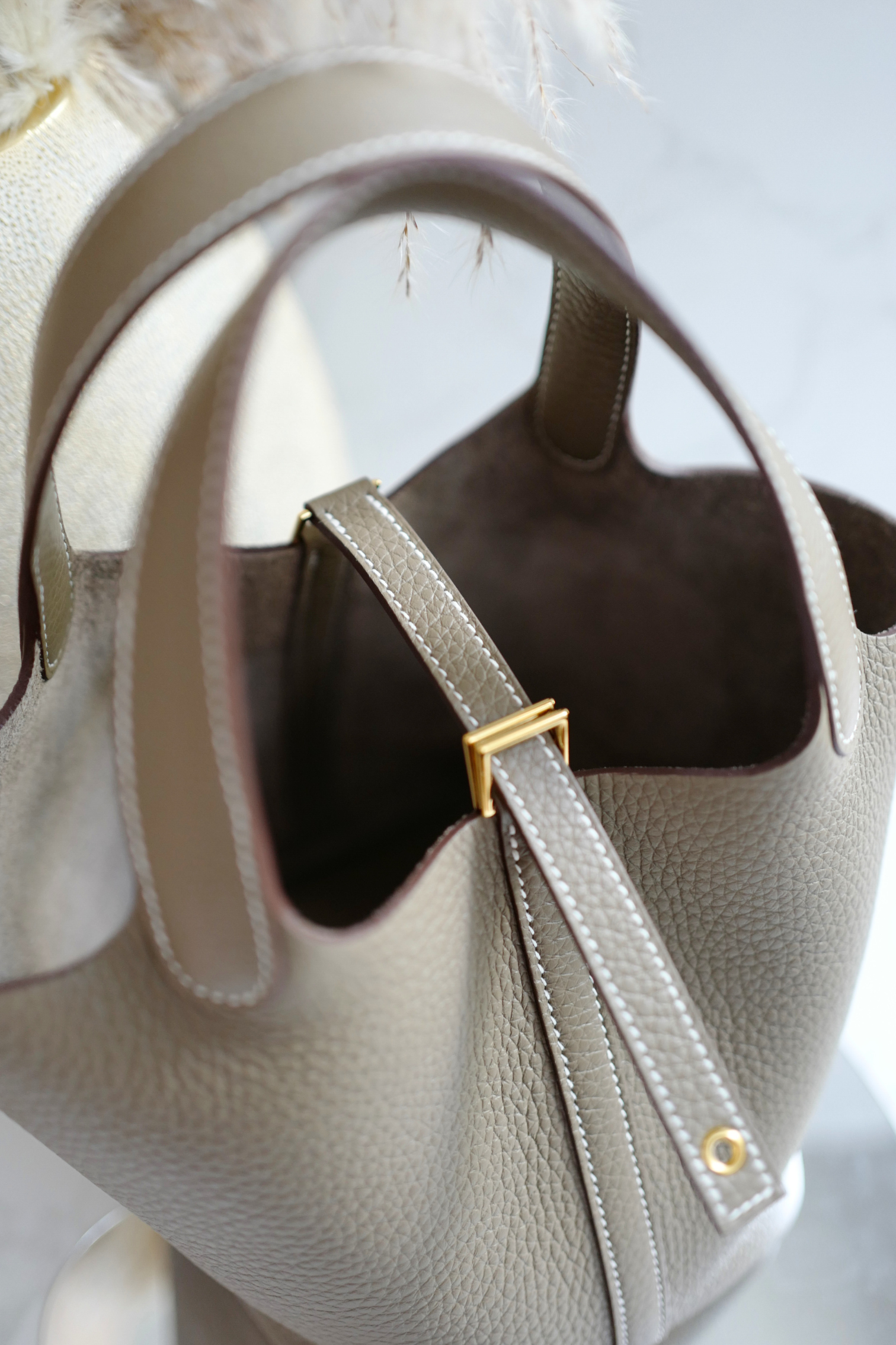BNIB Hermes Picotin 18 Etoupe Clemence Leather with Gold Hardware