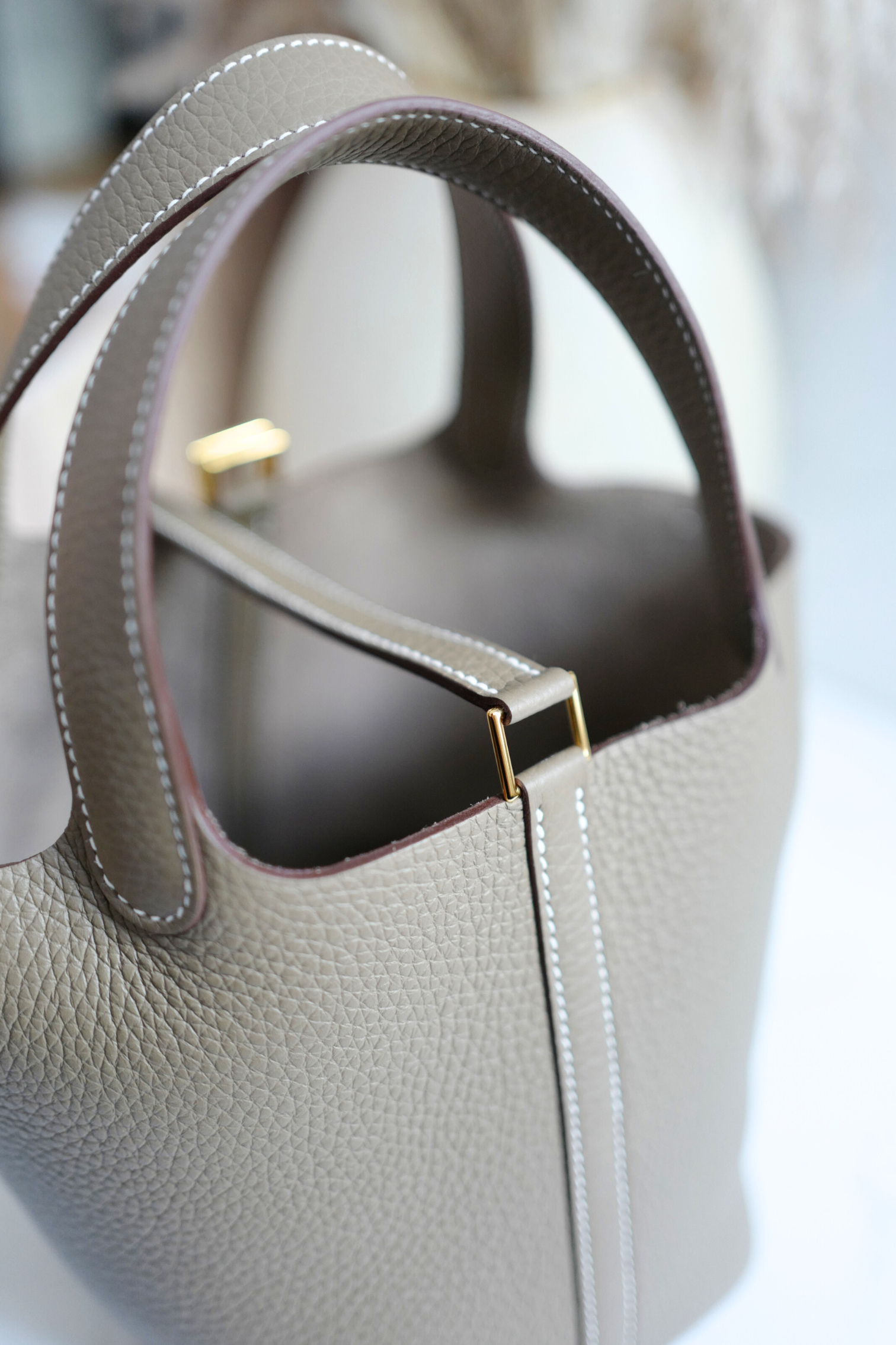 BNIB Hermes Picotin 18 Etoupe Clemence Leather with Gold Hardware