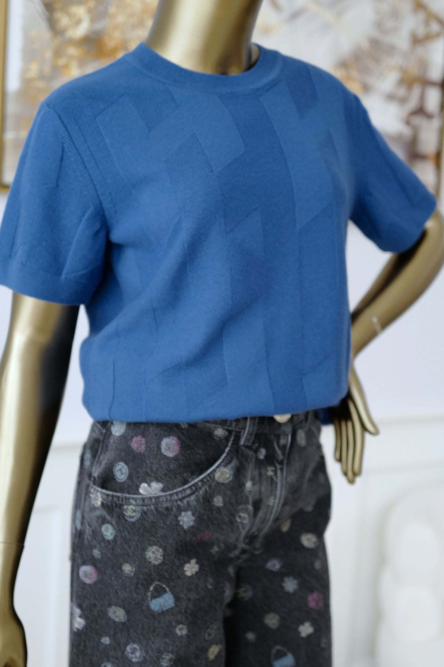 Hermès Pull Manches Longues Bleu Payne Size 38