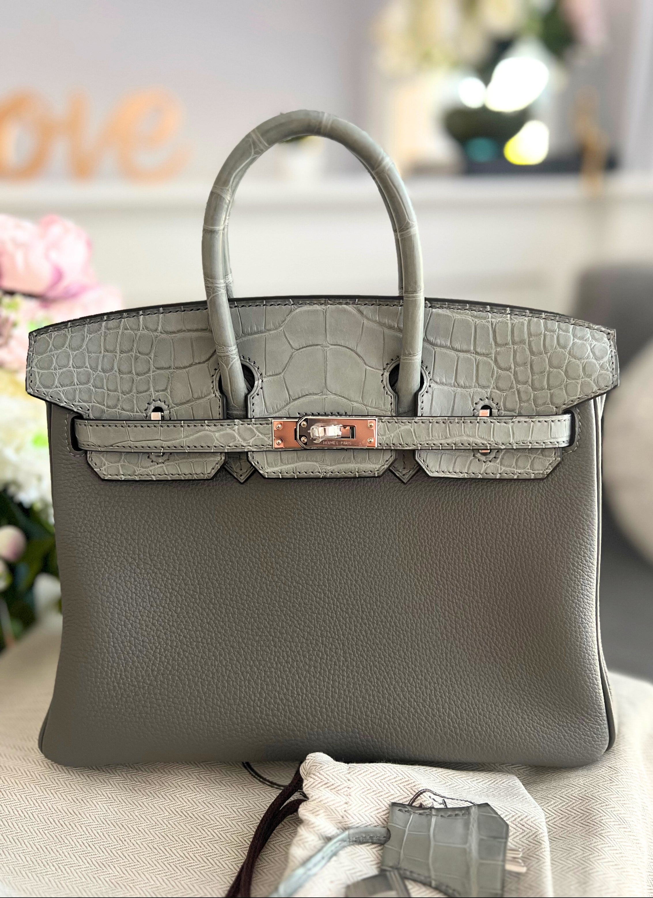 NEW Hermes Birkin 25 Touch Gris Meyer Palladium Hardware B Stamp 2023