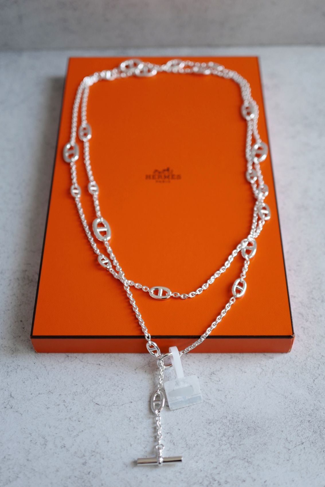 Hermès Farandole Long Necklace 160 Sterling Silver