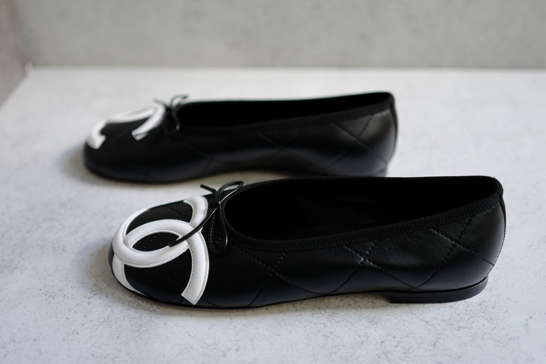 Chanel 26M Coco Beach Ballet Flats Black Lambskin Size 37