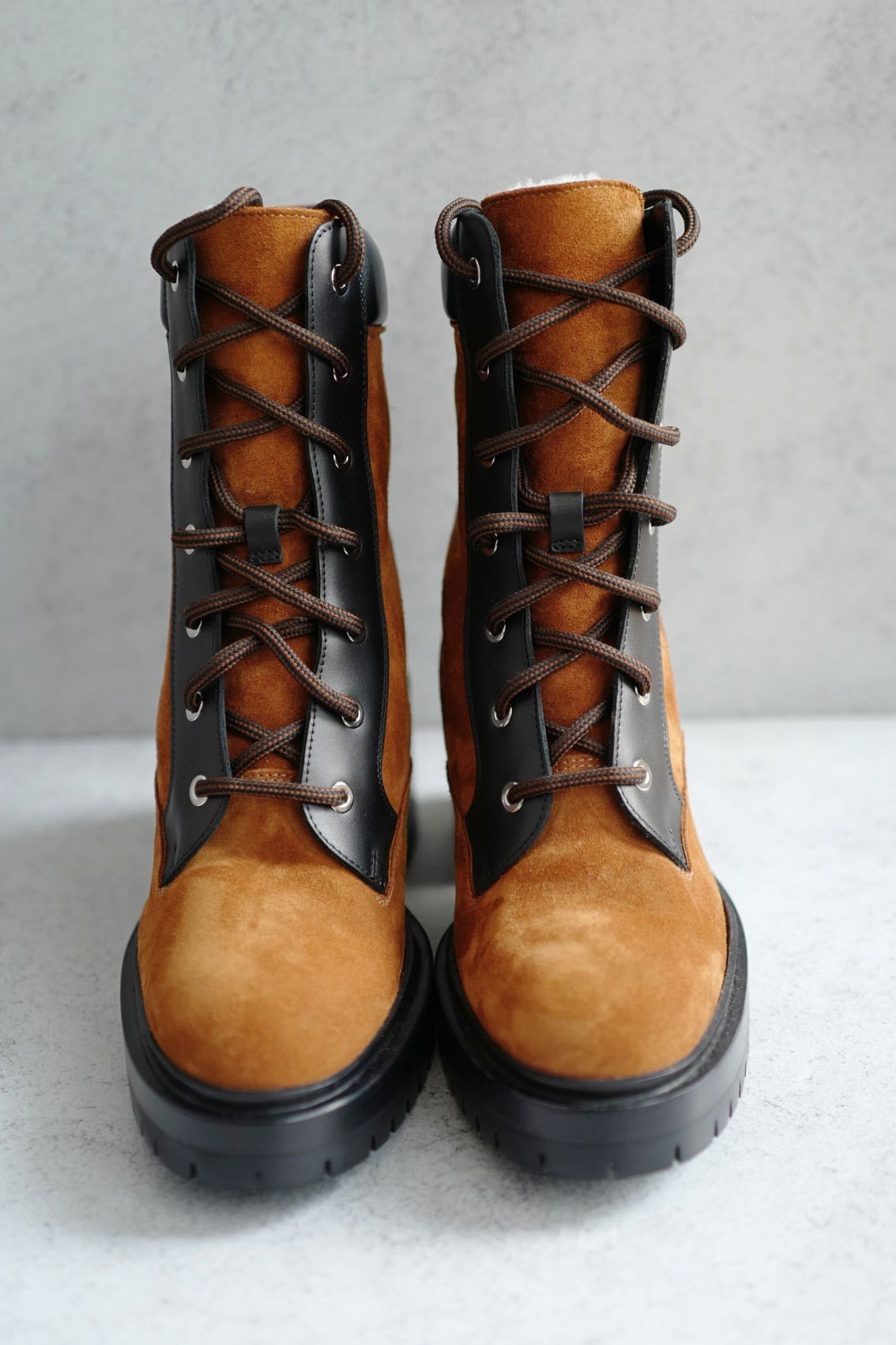 Hermes Bridge Suede Combat Boots Size 37.5 In Brown Over $1800 Retail
