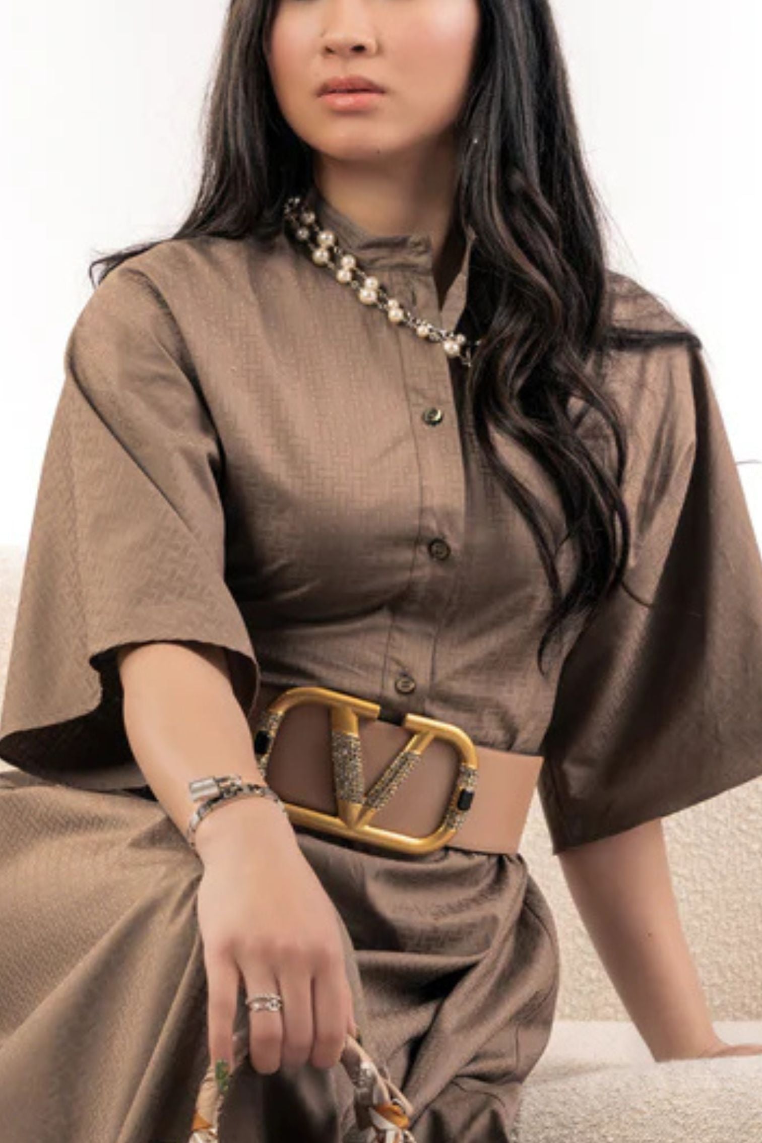 Valentino Vlogo Crystal Embellished Reversible Leather Belt Women's