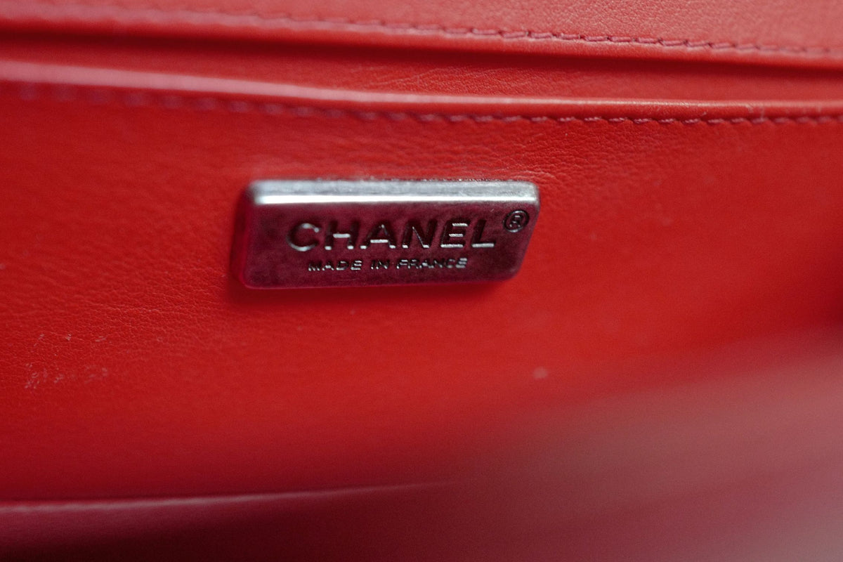 Preloved Chanel Boy Red Small In Stingray Ruthenium HW Limited Edition #18