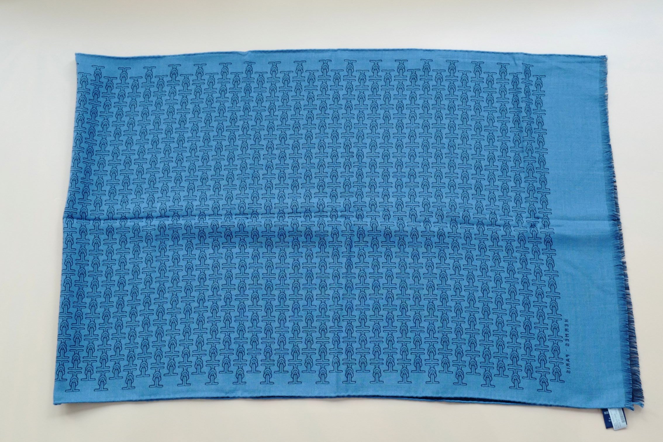 Hermès H Marin Reversible Scarf Cashmere Silk Marine / Bleu Océan