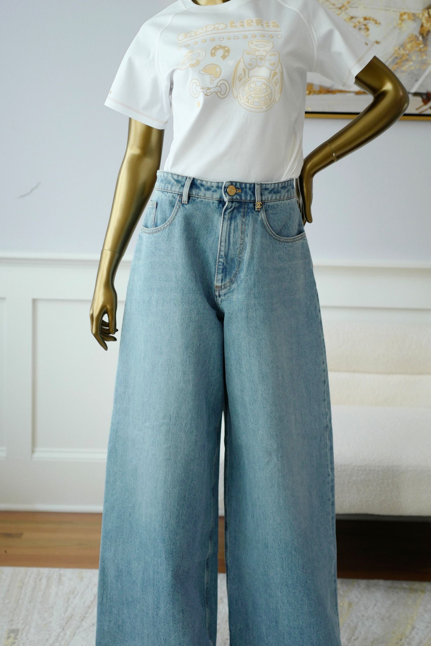 Chanel Métiers d’Art 2026 Matthieu Blazy Denim Blue Jeans Pants Size 36