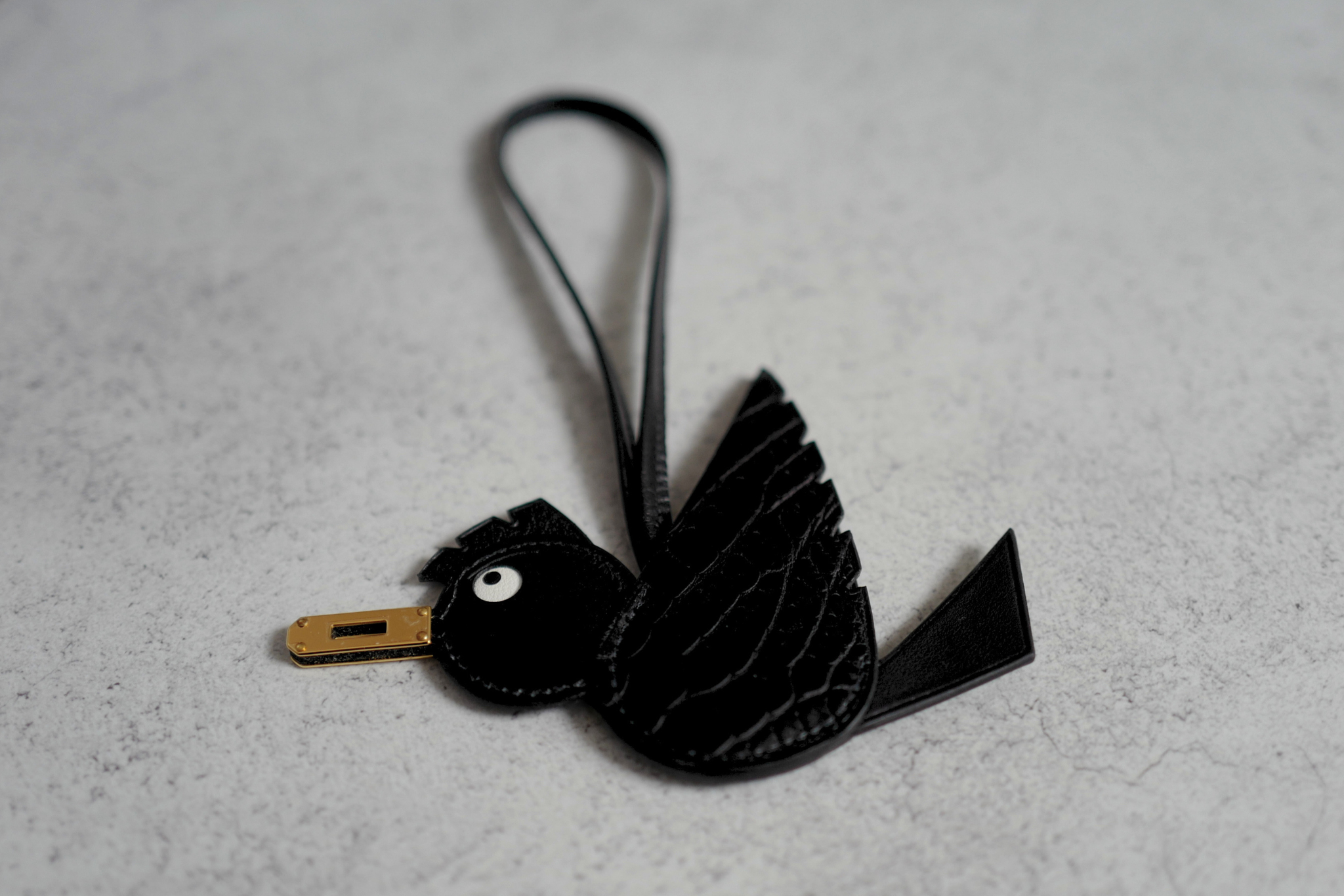 Hermès Birdy Charm Black Matte Alligator Epsom Calfskin Gold Hardware