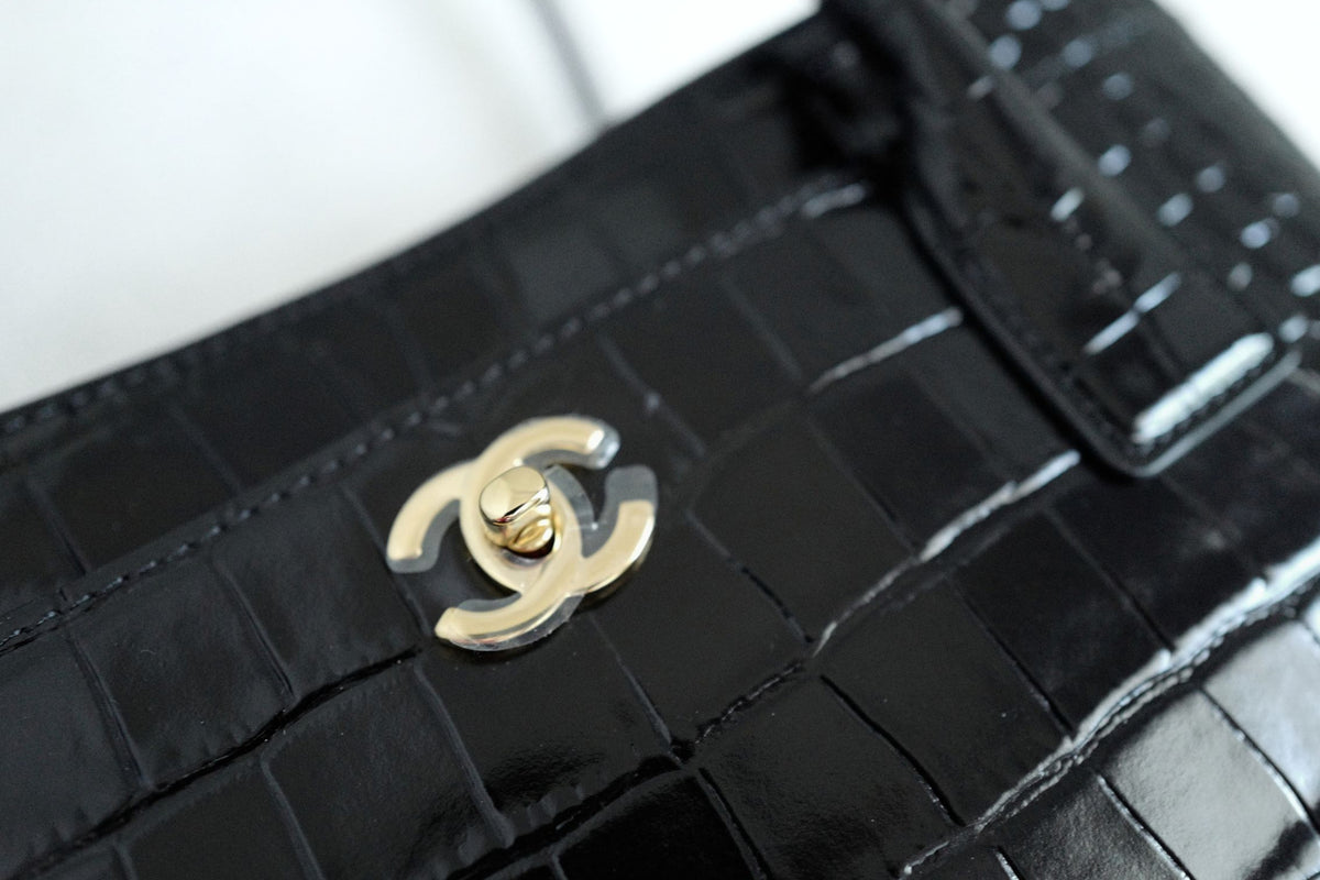Chanel 26k Matthieu Blazy's Small Tote Black Crocodile Embossed Calfskin GHW