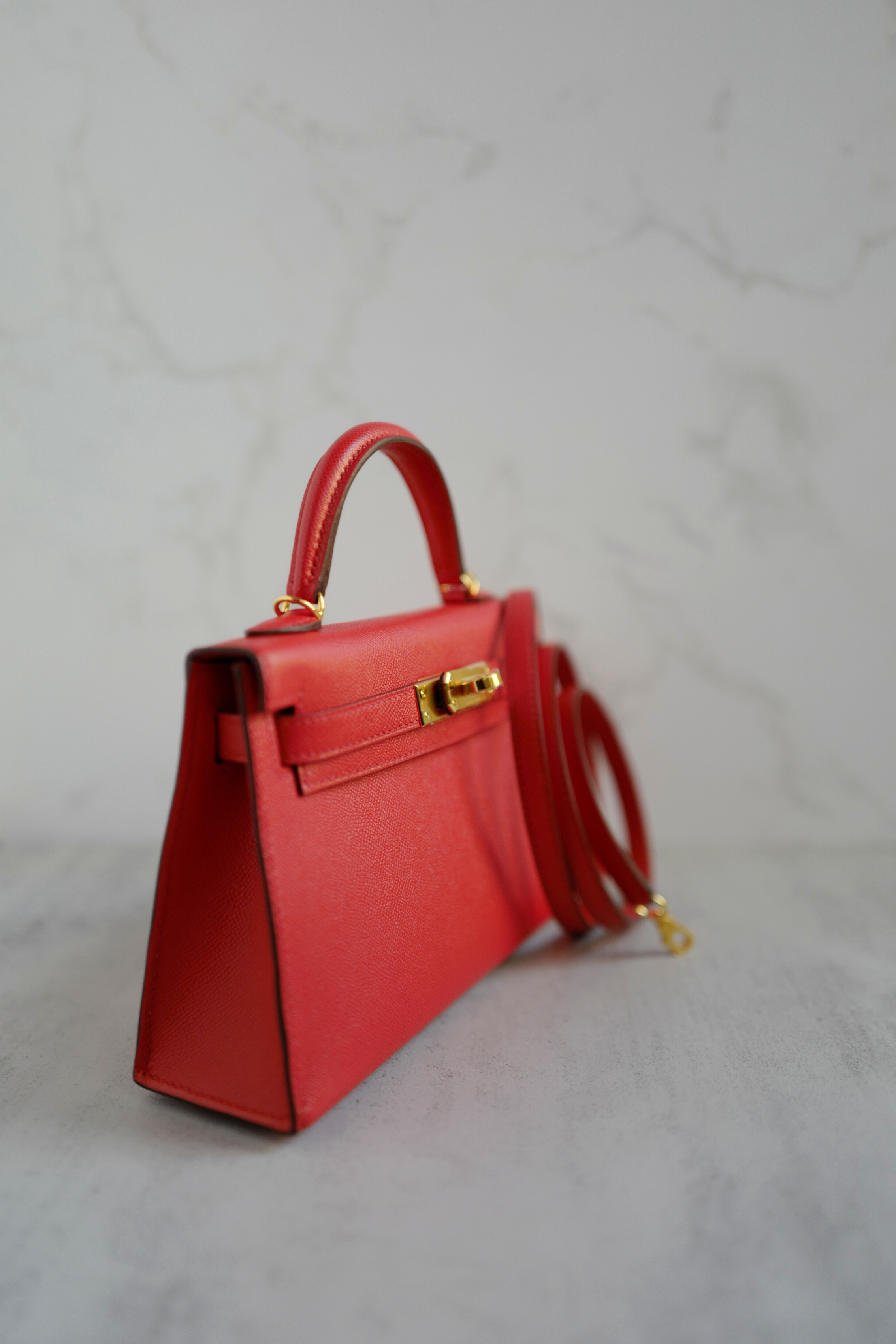Hermès Mini Kelly Rouge De Coeur Madame Leather Gold Hardware Stamp K