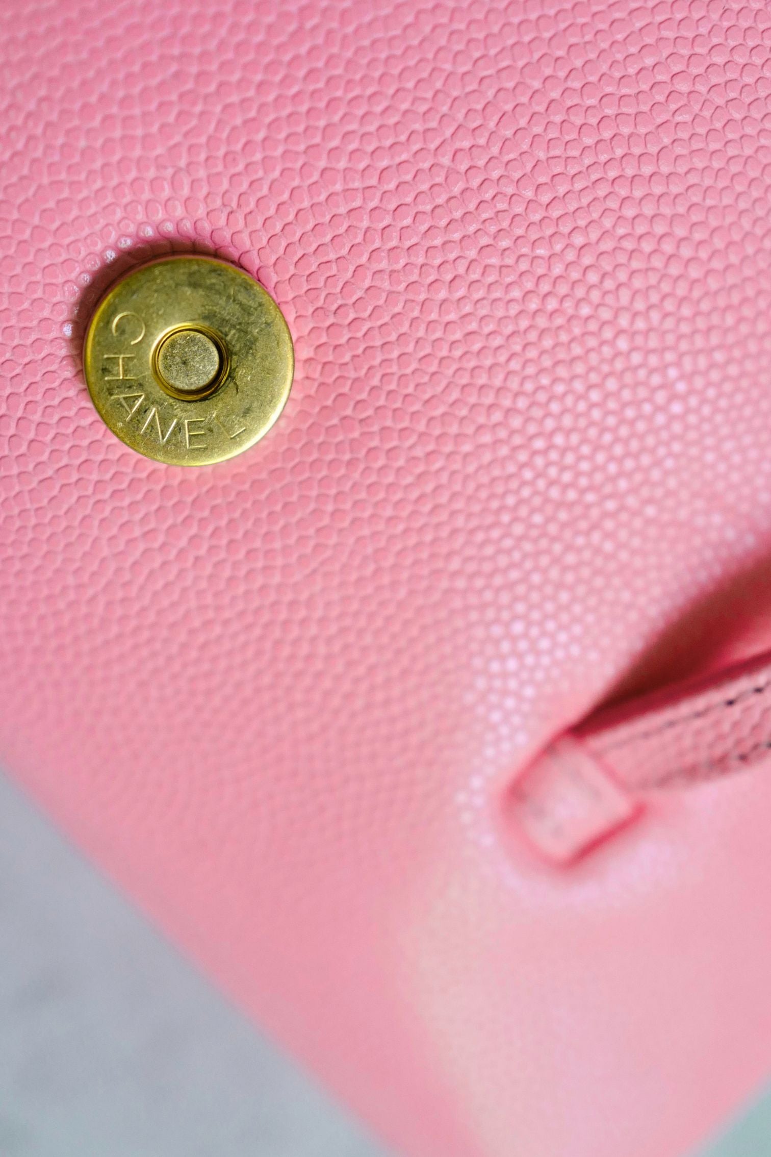 Chanel 26s Preppy Coco 17 Pink Grained Shiny Calfskin Gold Hardware