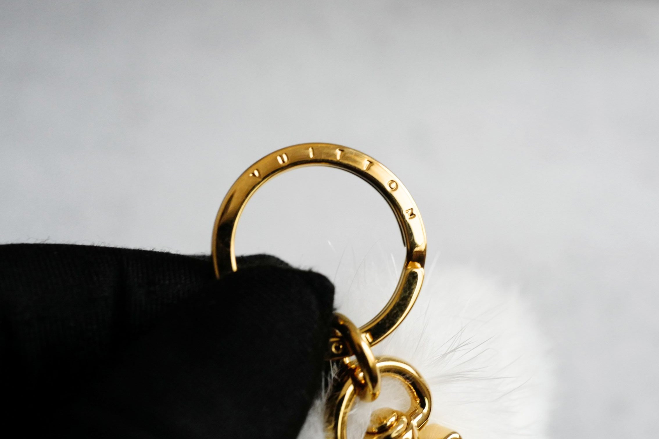 Louis Vuitton Vivienne Fur Key Holder White Mink Fur Leather Gold Hardware