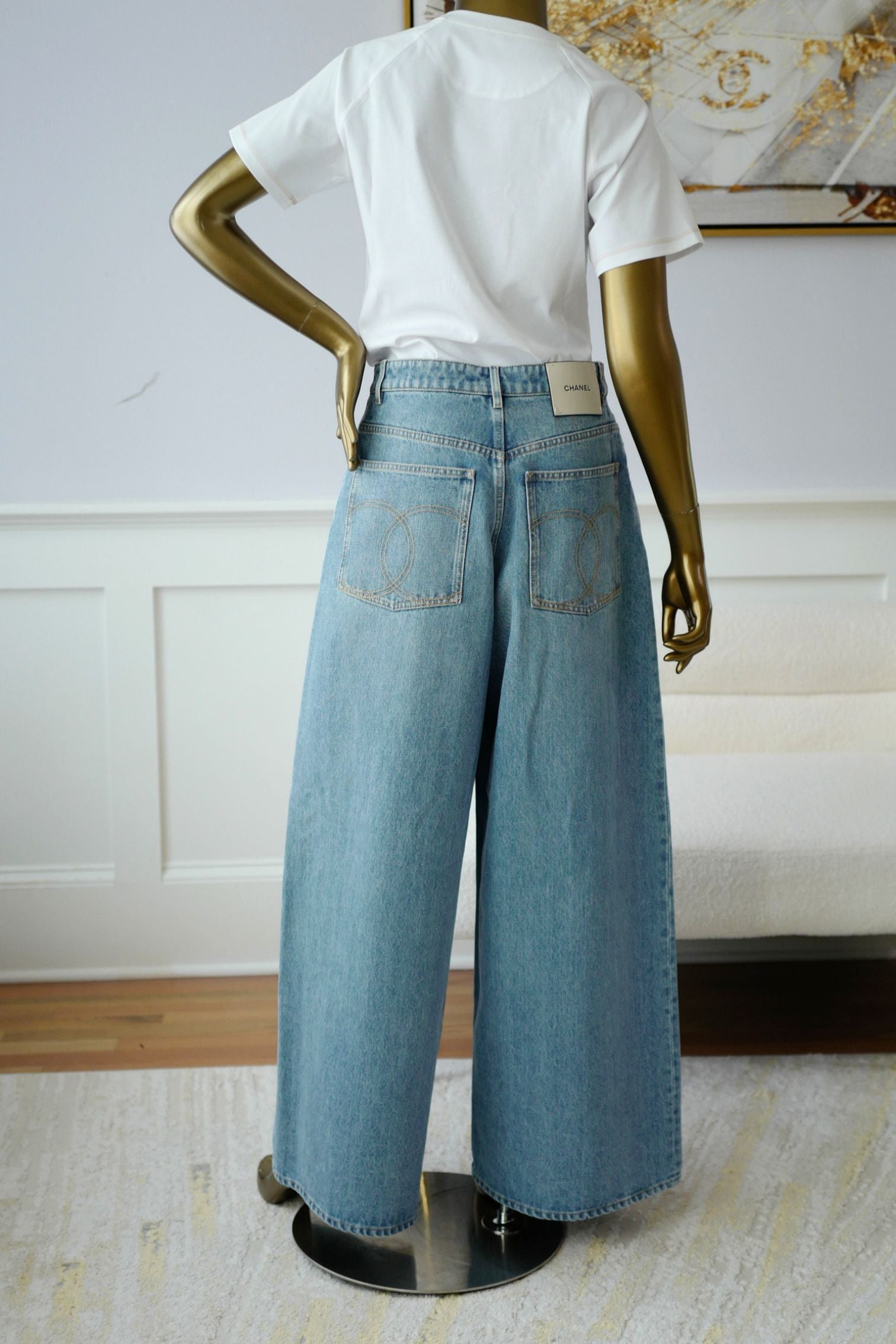 Chanel Métiers d’Art 2026 Matthieu Blazy Denim Blue Jeans Pants Size 36