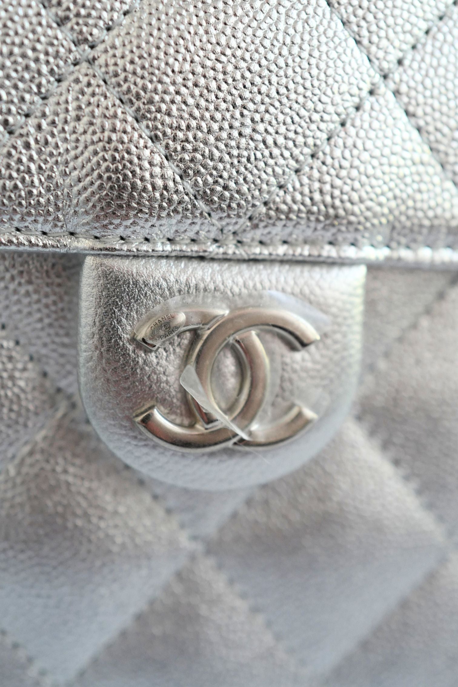 Chanel 26C Small Hobo Silver Metallic Grained Calfskin Silver Hardware