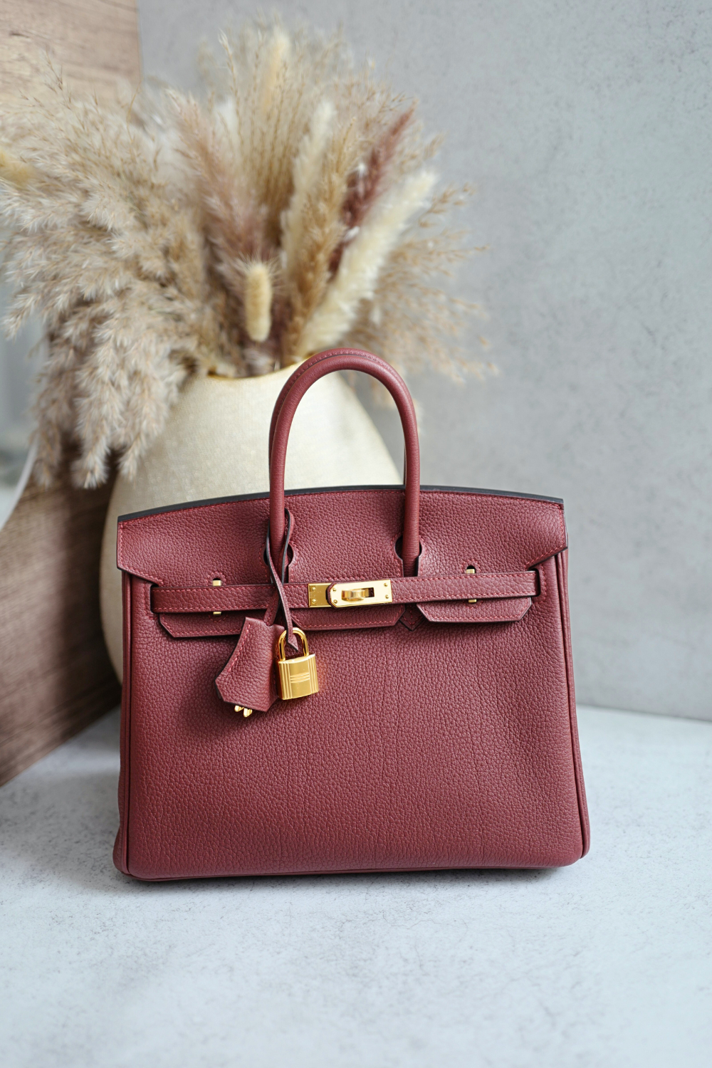 Hermes Birkin 25 Rouge H Togo Gold Hardware Complete W Stamp 2024