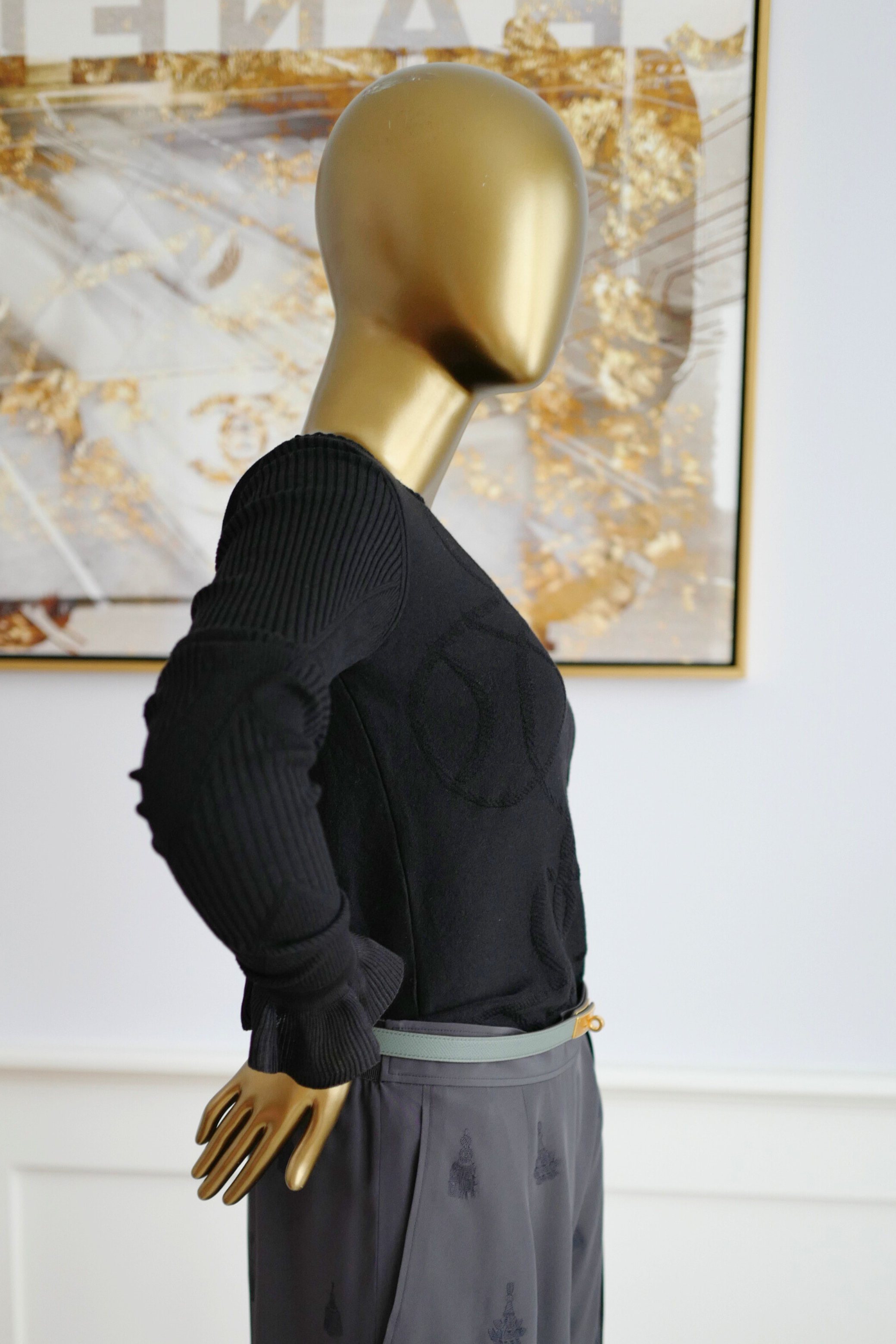 NEW Hermès “Palefroi Remix” Light Knit Long Sleeve Sweater Noir Black Size 36