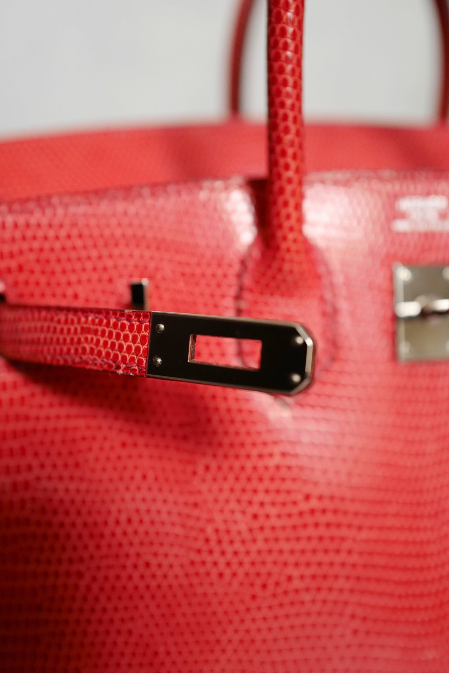 Hermes Birkin 25 Lizard In Bougainvillea Red With Palladium HW