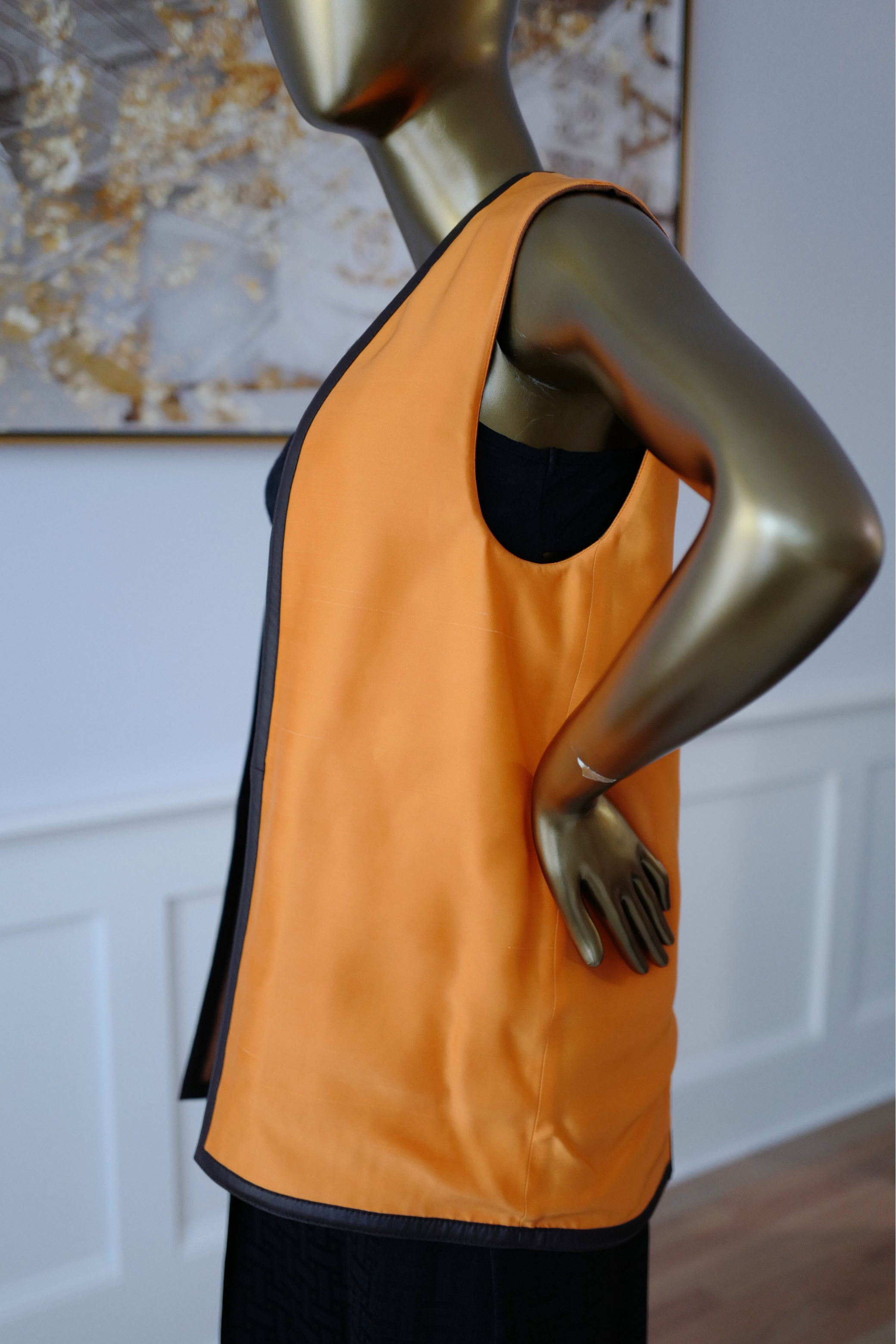 Hermès Women’s Limited Re-edition Outdoor Jacket Reversible Marron Muscade Silk Shantung Size 36 with Nappa Lambskin Trim