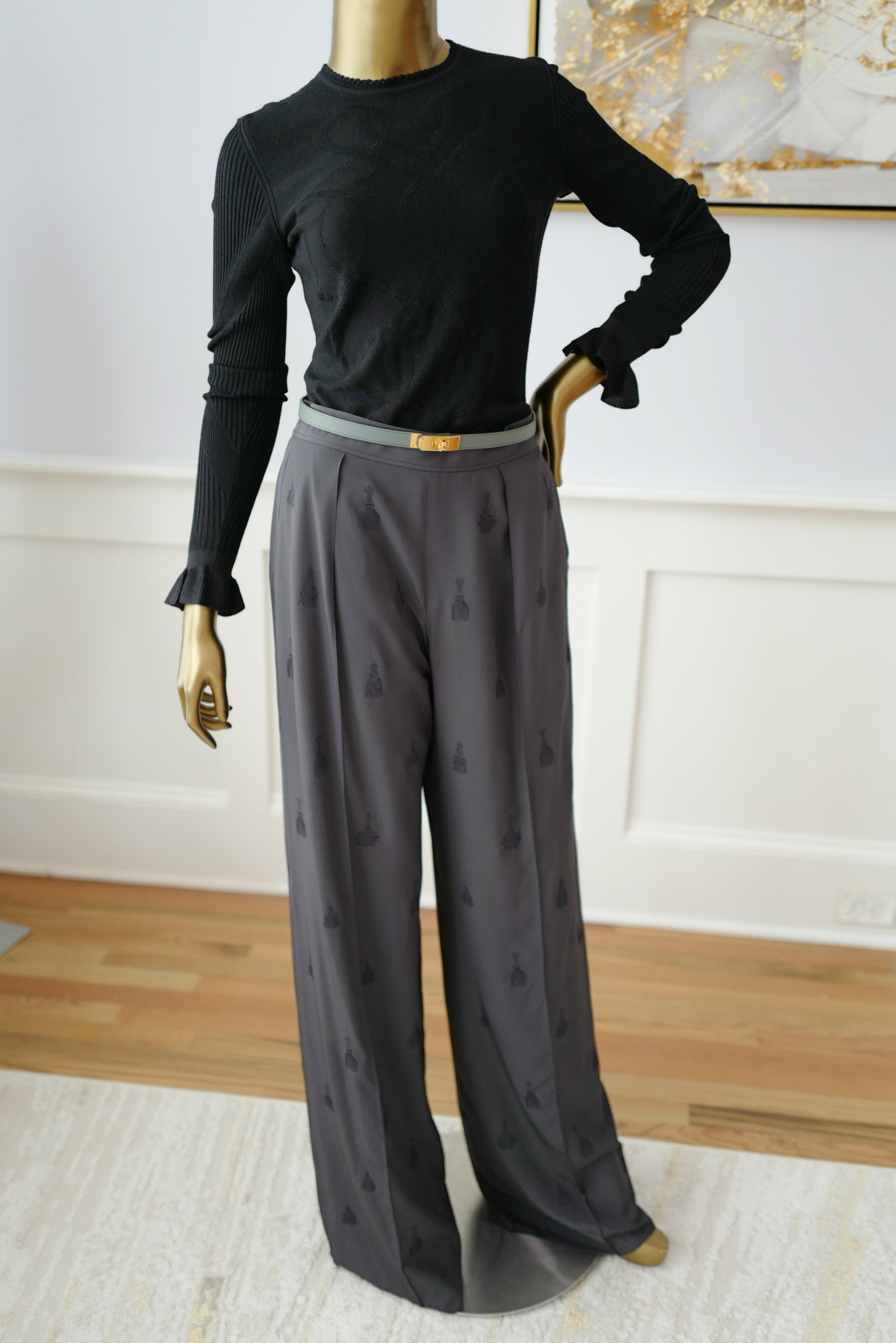 NEW Hermès “Palefroi Remix” Light Knit Long Sleeve Sweater Noir Black Size 36
