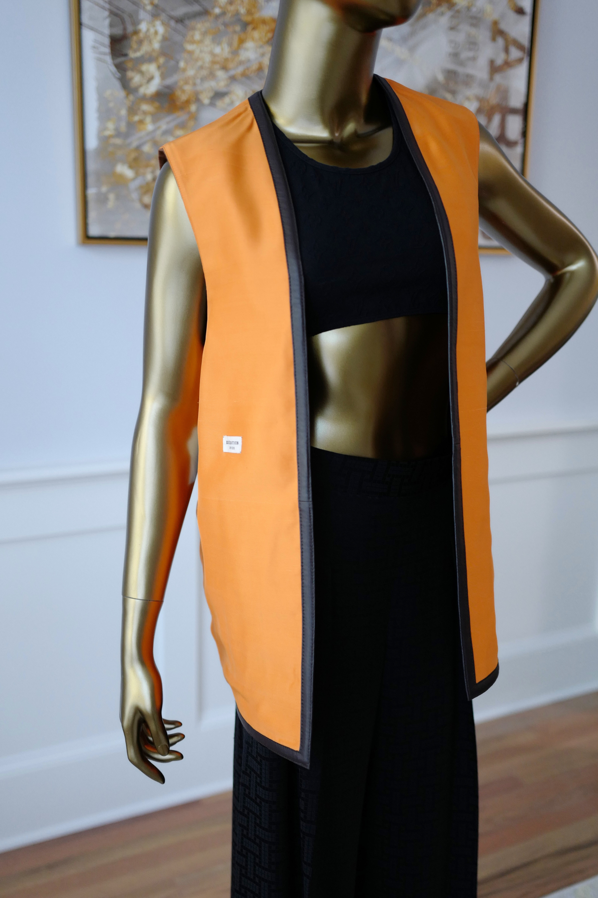 Hermès Women’s Limited Re-edition Outdoor Jacket Reversible Marron Muscade Silk Shantung Size 36 with Nappa Lambskin Trim