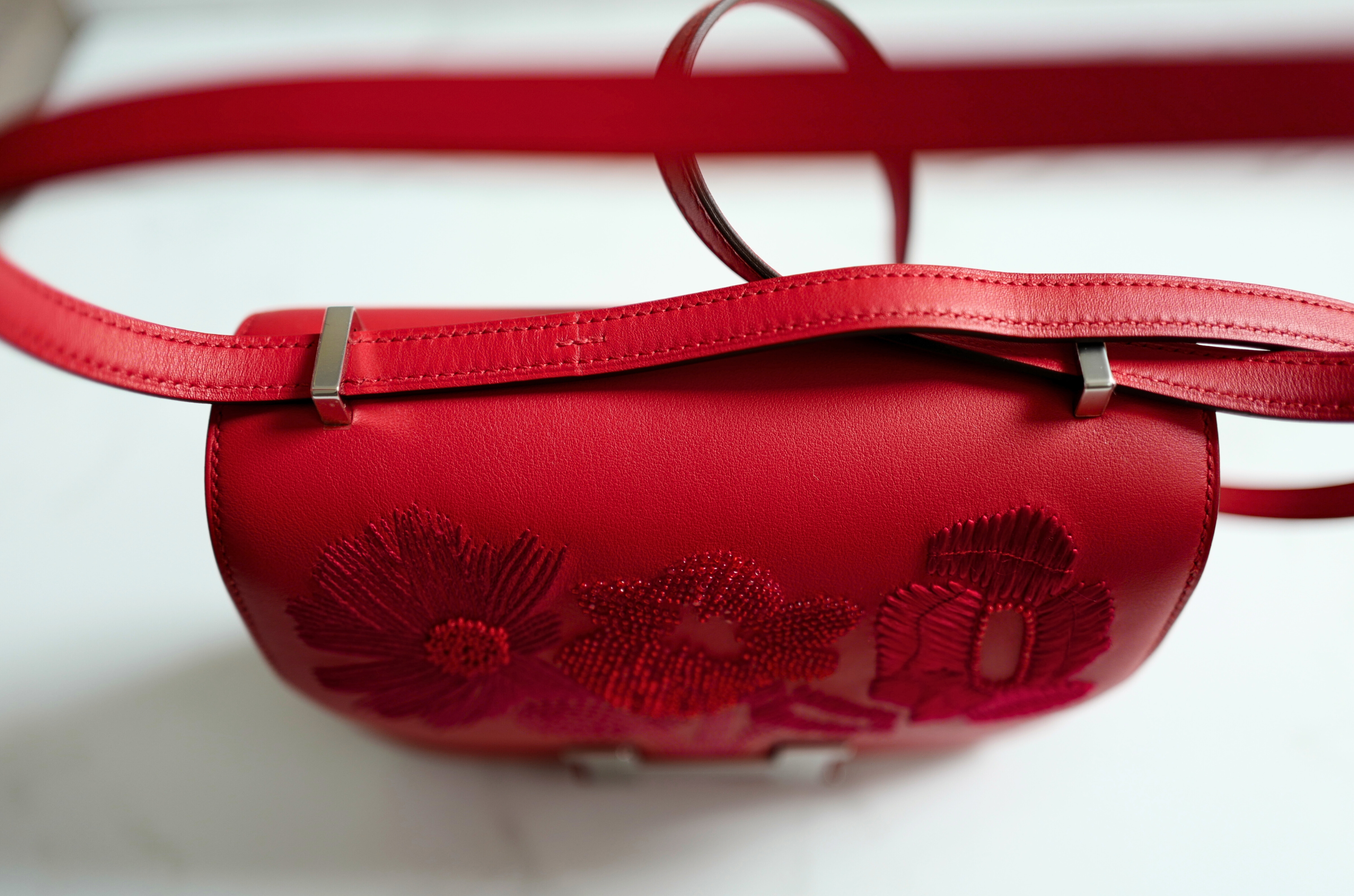 BNIB Hermes Mini Constance 18 Mirror Dancing Flowers Rouge Coeur with Palladium HW 2025