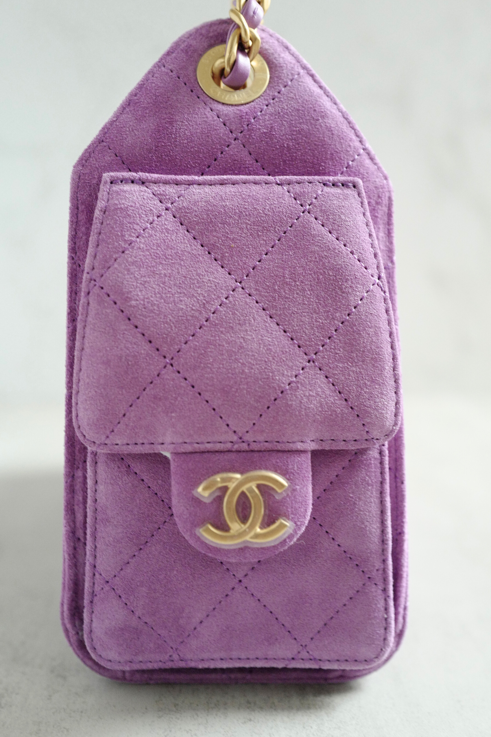 BNIB Chanel 26C Mini Hobo Shoulder Bag in Purple Suede with Gold Hardware
