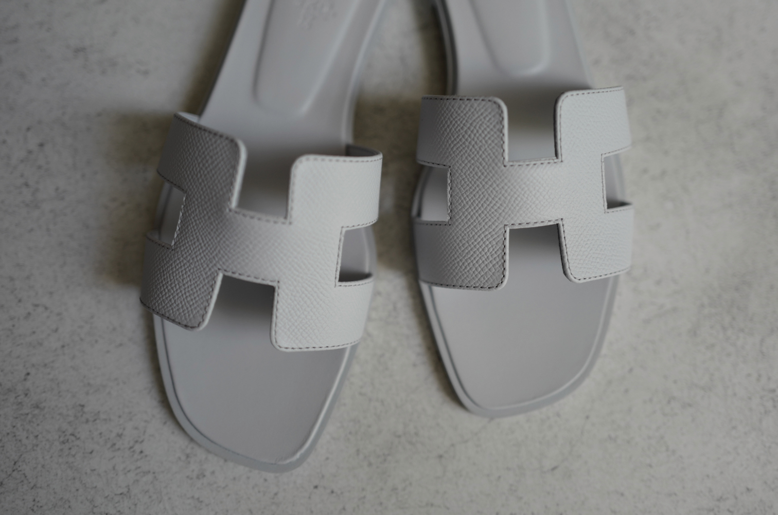 Brand New Hermès Oran Sandals in Blue Glacier Epsom Leather Size 38