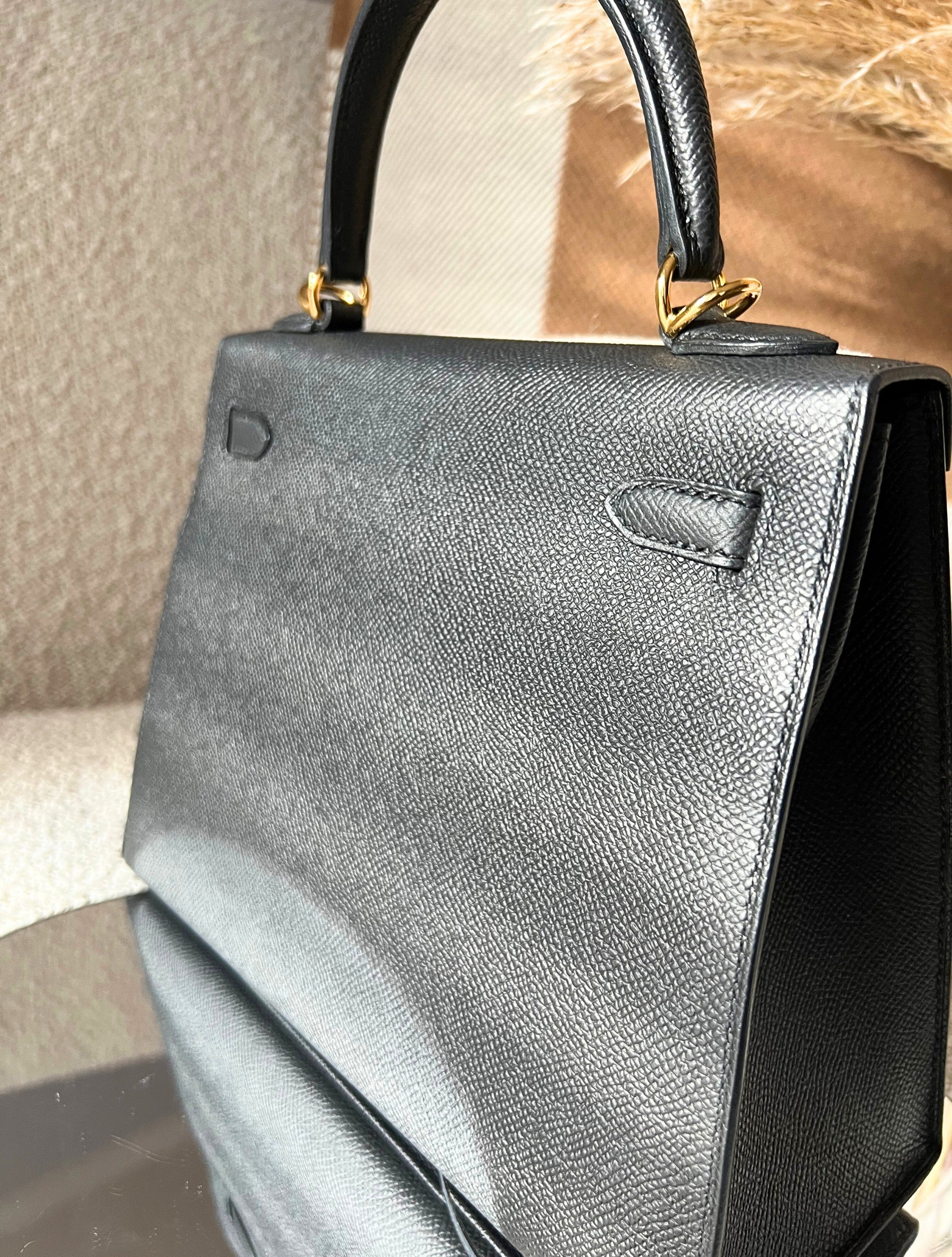 BNIB Hermes Kelly 25 Black Epsom Sellier with Gold Hardware