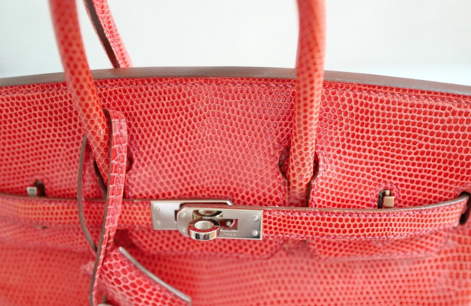 Hermes Birkin 25 Lizard In Bougainvillea Red With Palladium HW