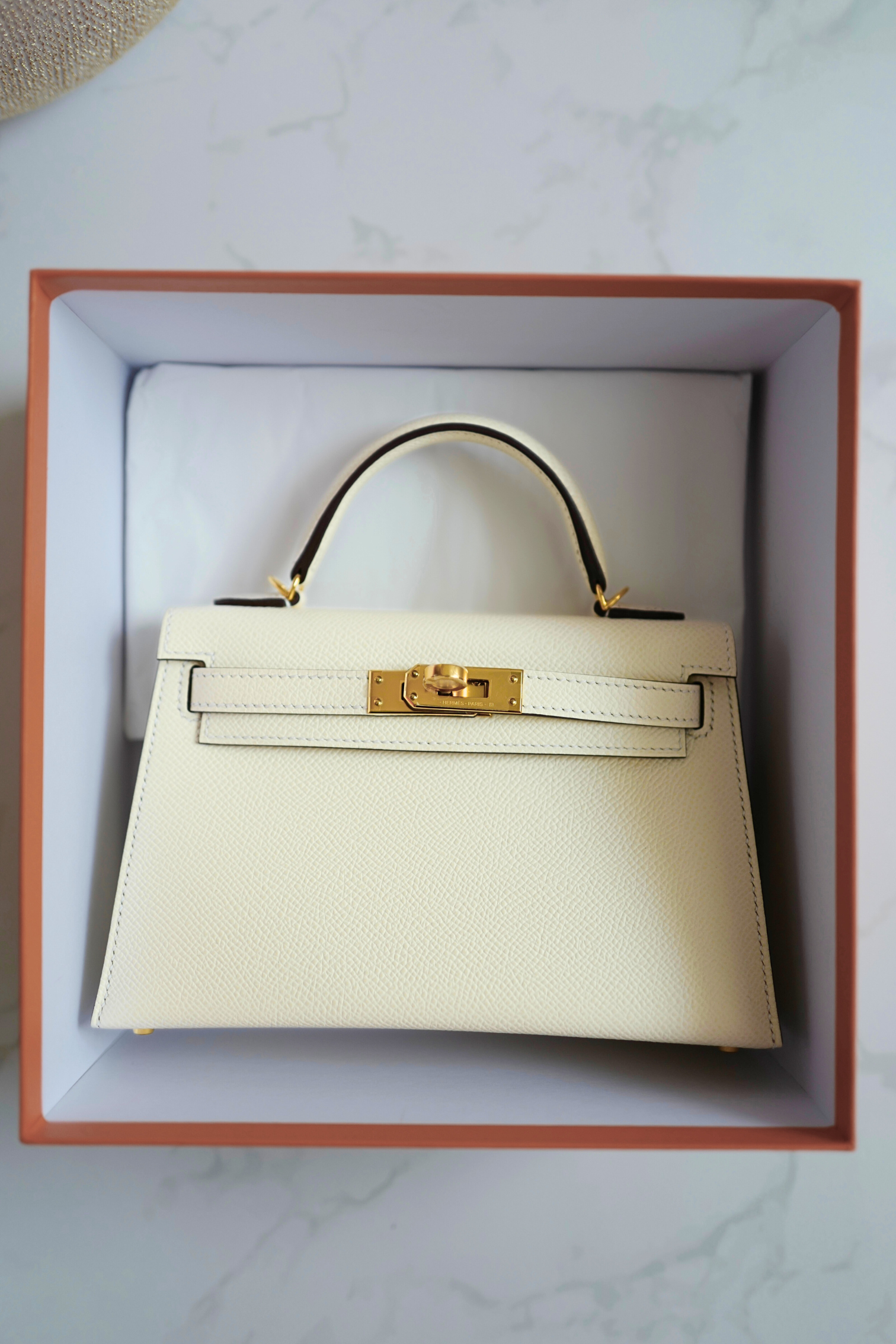 BNIB Hermès Mini Kelly 20 in Nata Epsom Leather Gold HW