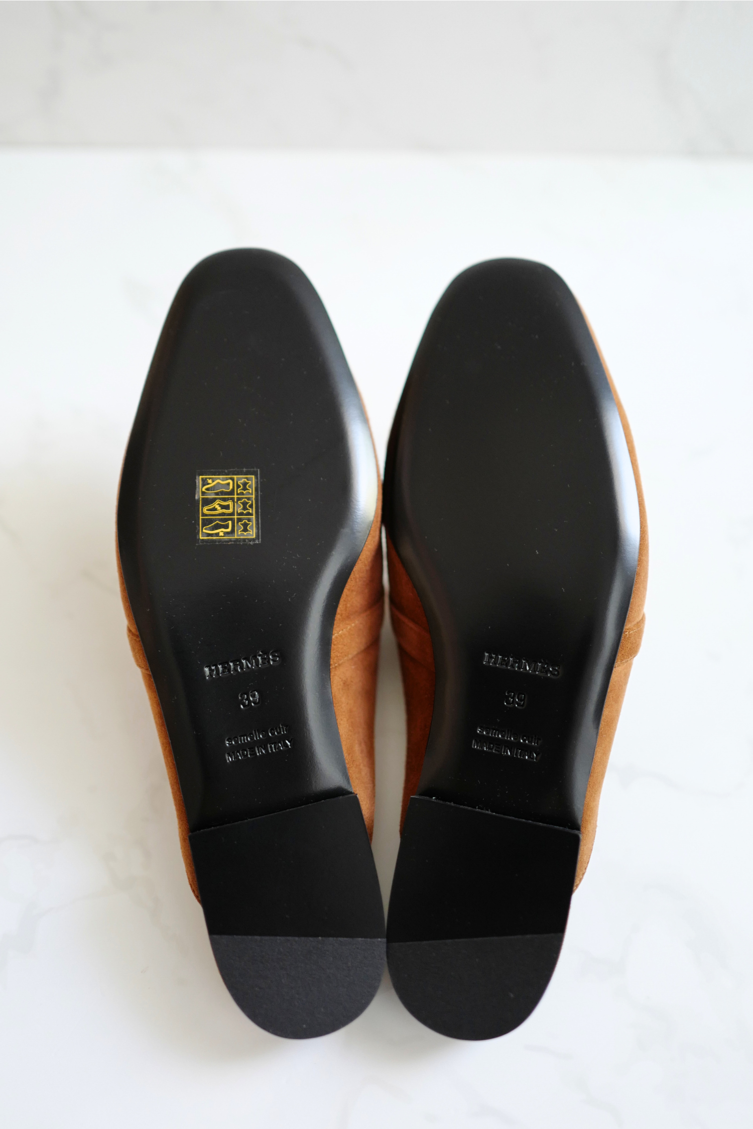 BNIB Hermès OZ Mule Velvet Goatskin Brun Amourette With Gold Hardware Size 39