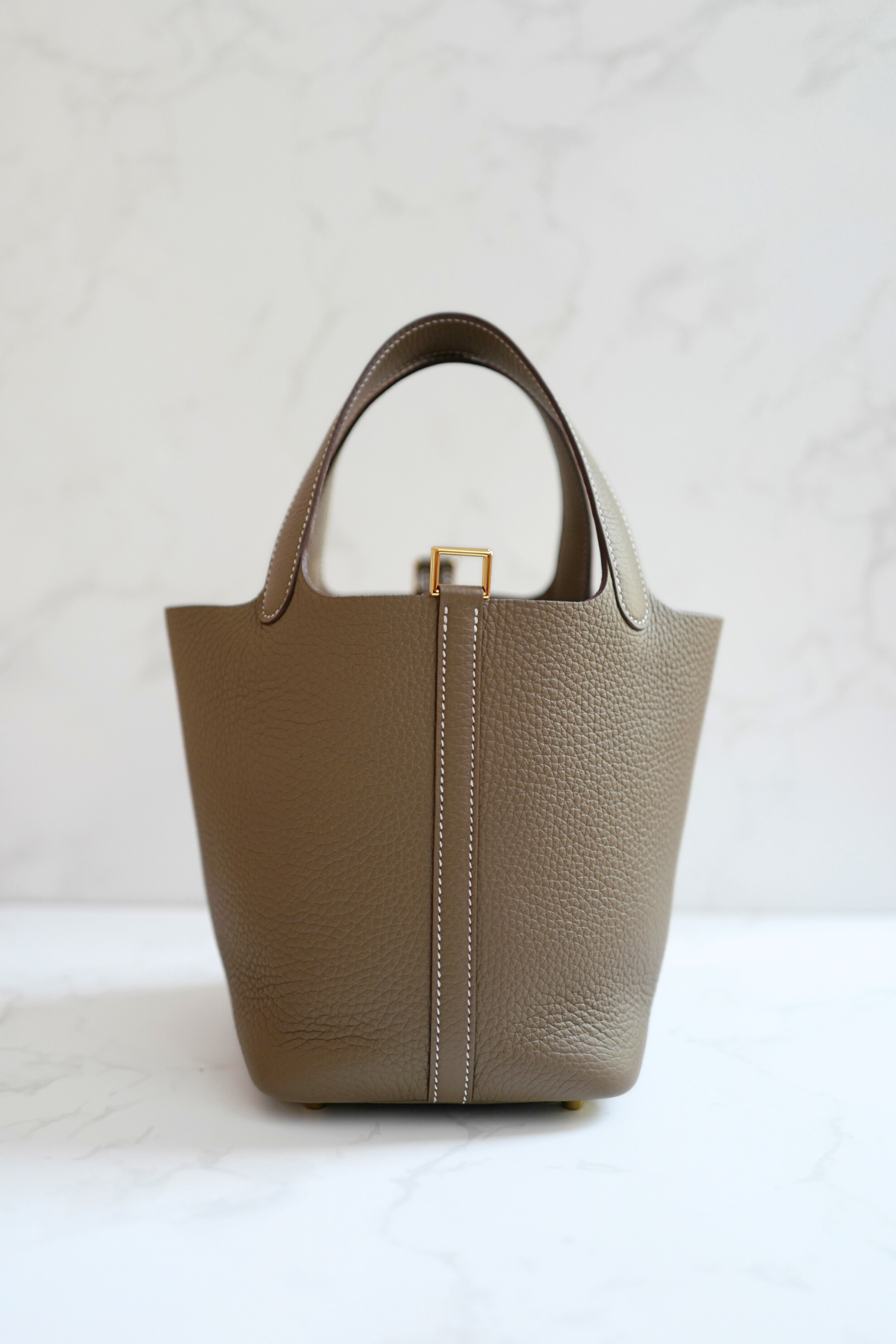 BNIB Hermes Picotin 18 Etoupe Clemence Leather with Gold Hardware