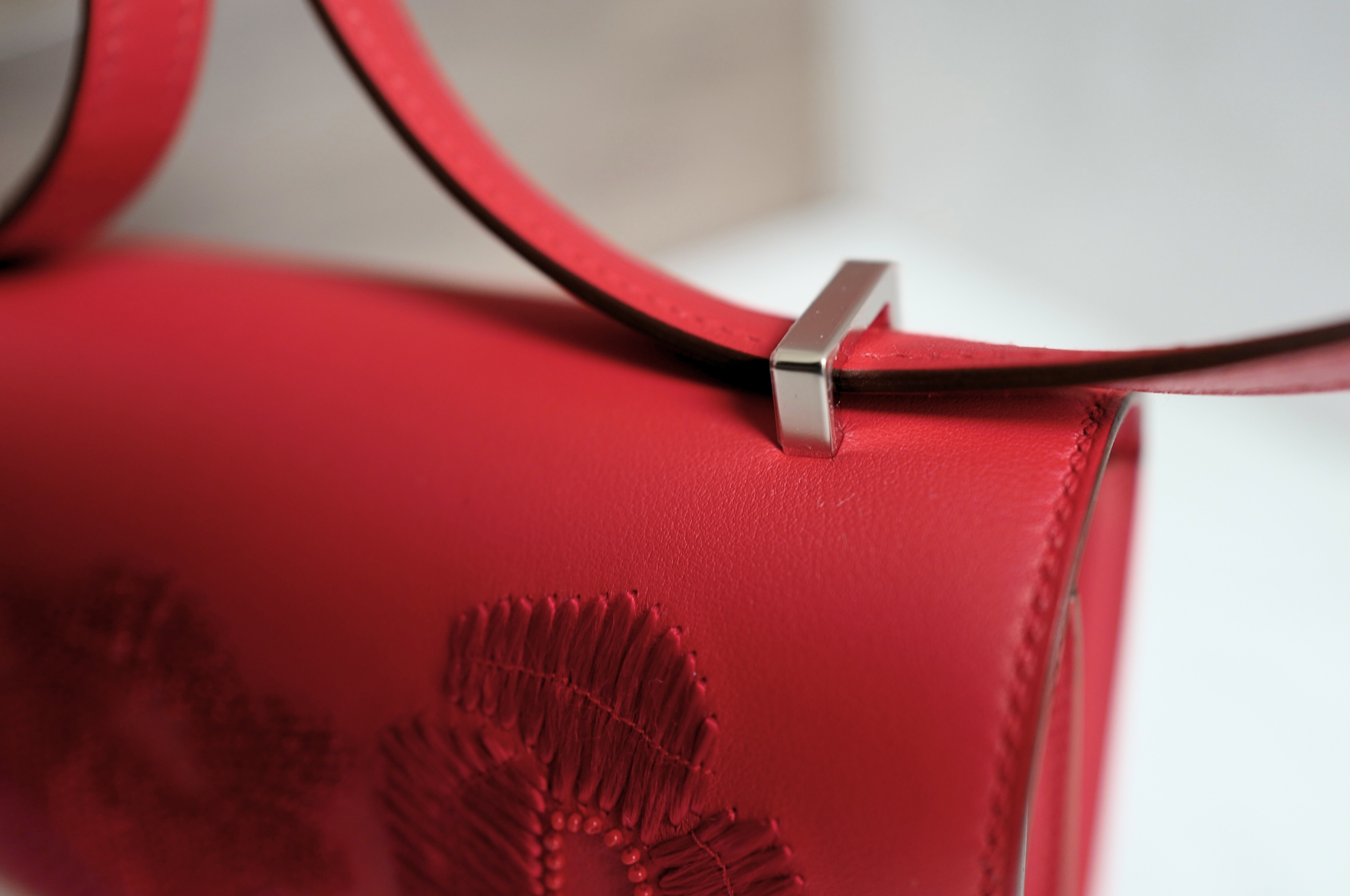 BNIB Hermes Mini Constance 18 Mirror Dancing Flowers Rouge Coeur with Palladium HW 2025