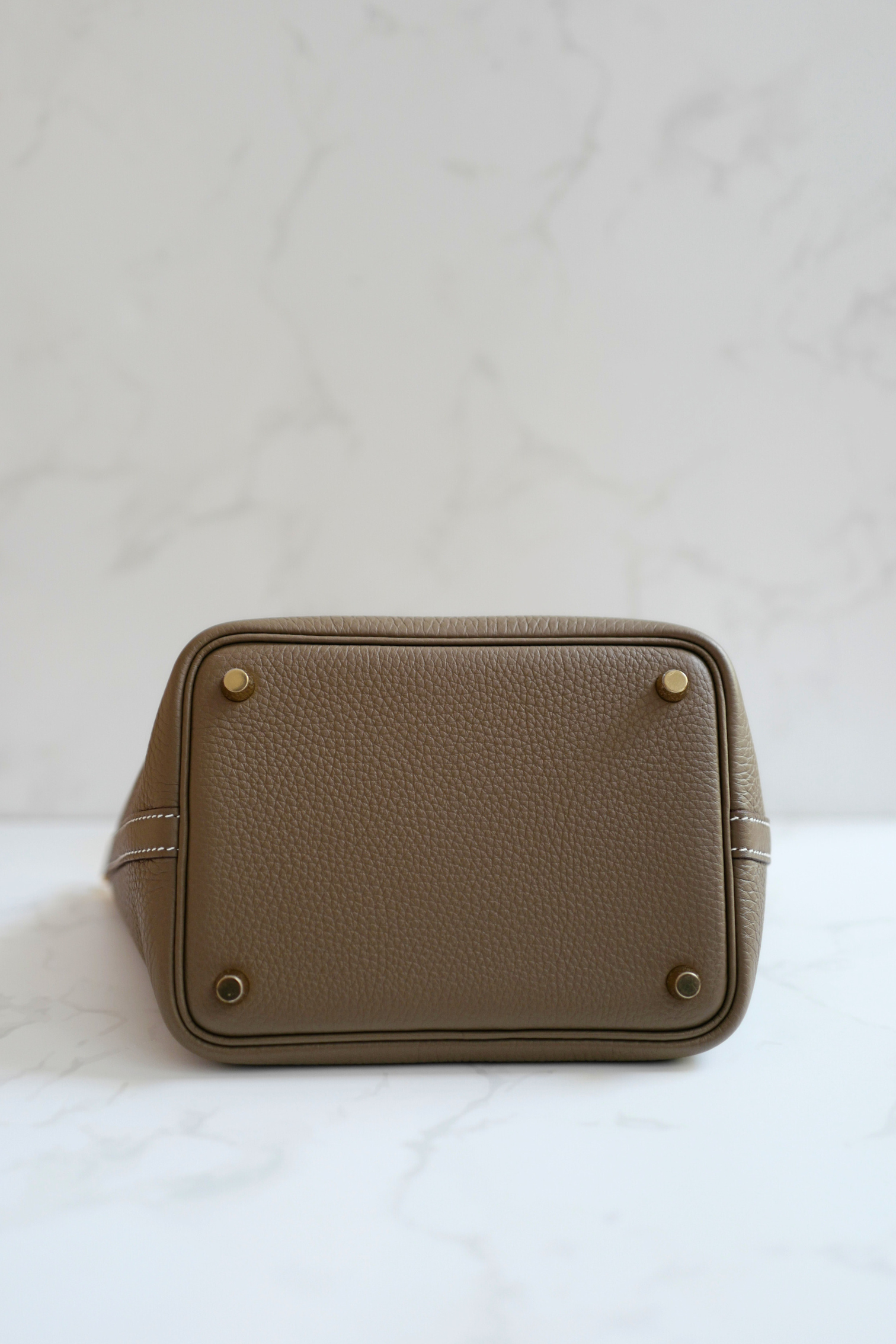 BNIB Hermes Picotin 18 Etoupe Clemence Leather with Gold Hardware