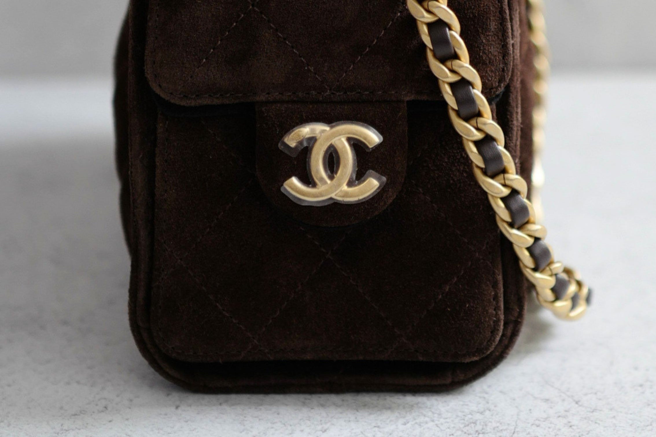 Chanel 26C Mini Hobo Dark Brown Suede Calfskin Gold Hardware