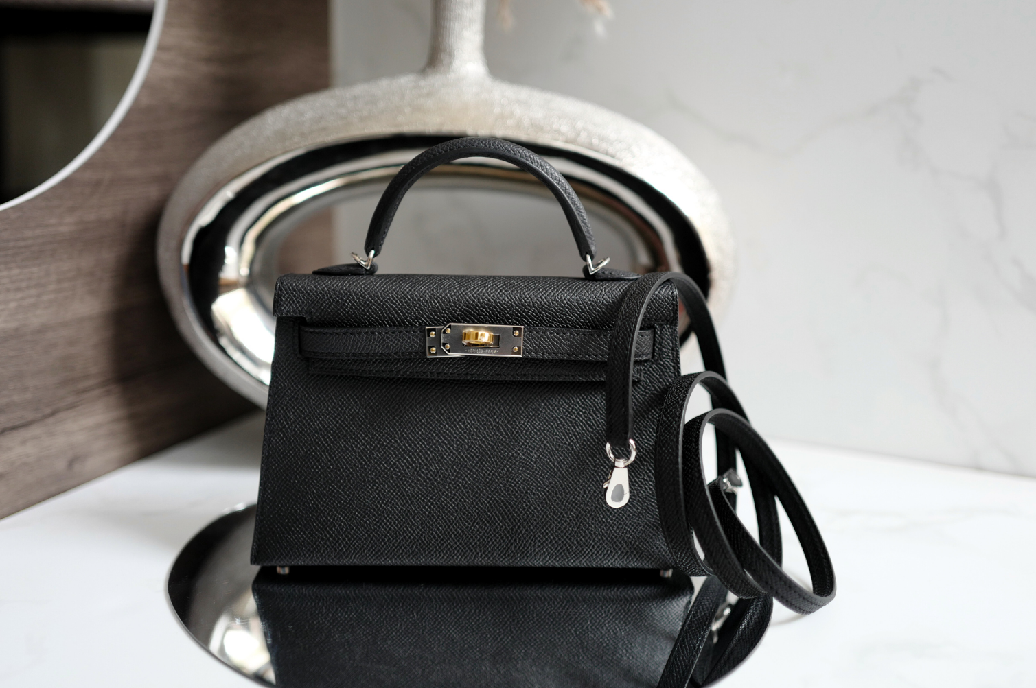 BNIB Hermes Mini Kelly Noir Black Epsom Electrum Hardware 2025