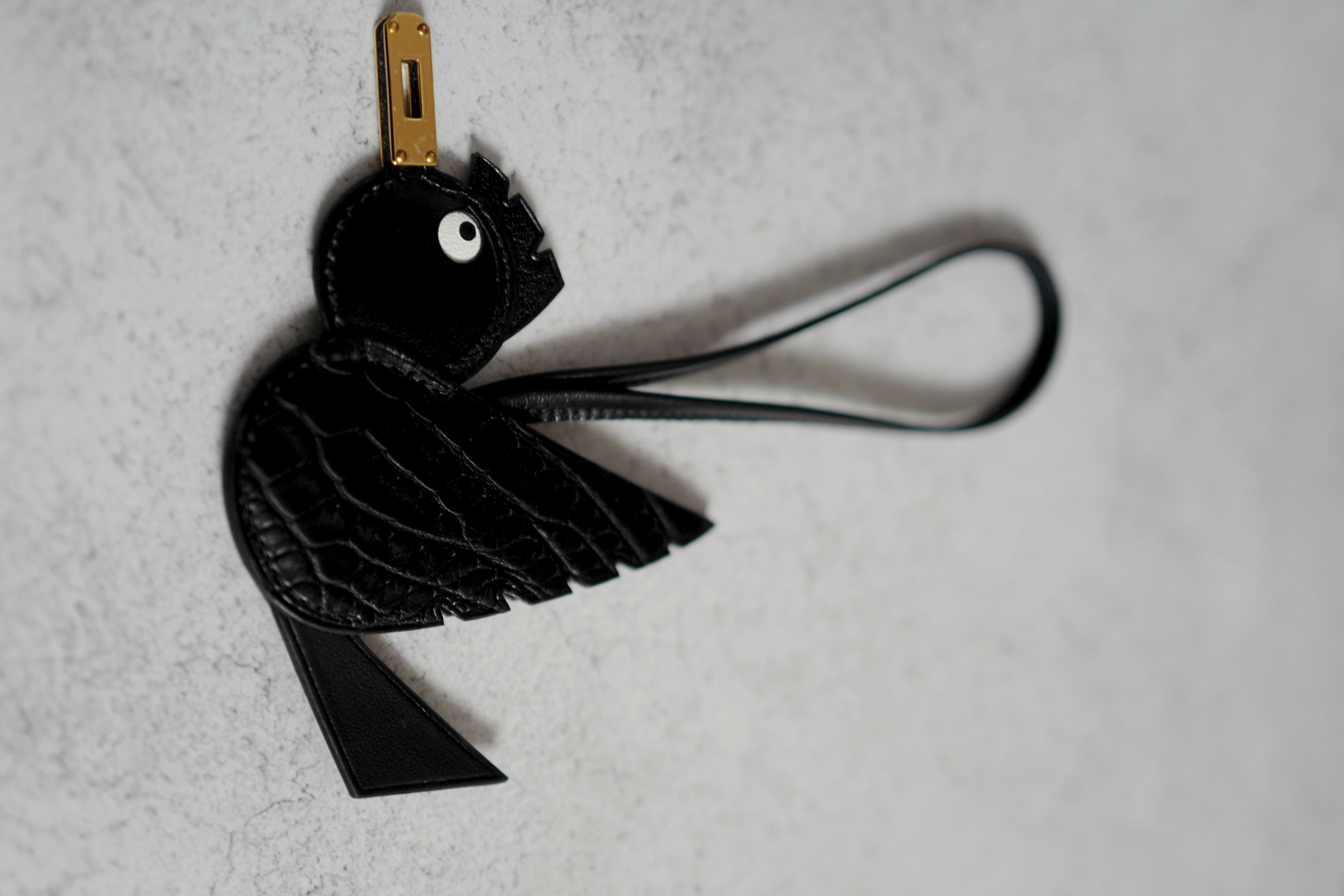 Hermès Birdy Charm Black Matte Alligator Epsom Calfskin Gold Hardware