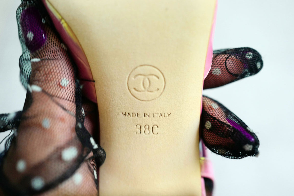 Chanel 26K Matthieu Blazy's Sling Backs Croc Embossed Calfskin Pink Size 38