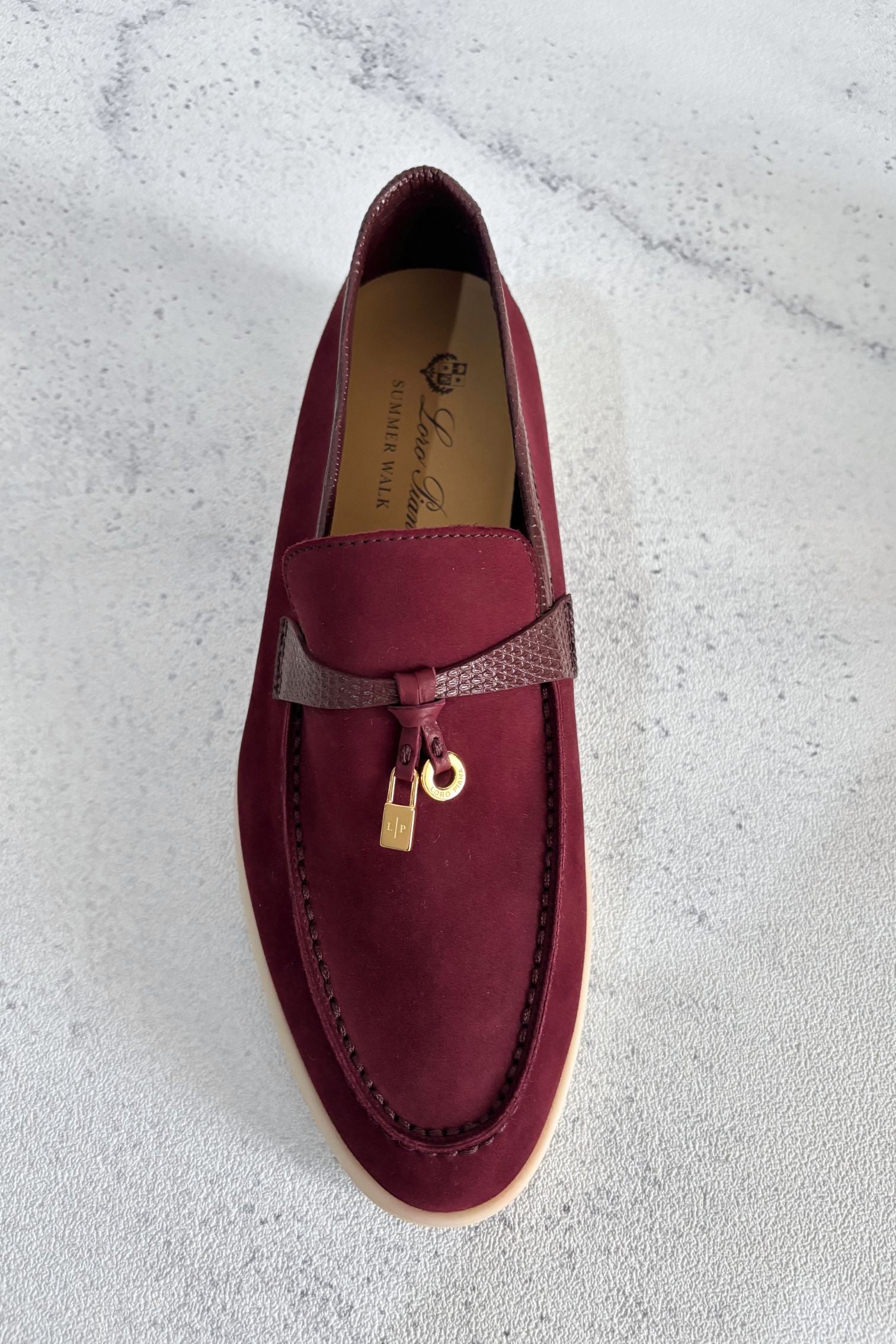 Loro Piana Summer Charms Walk Loafers Azuki Beans Lizard/Suede 37 Limited Ed