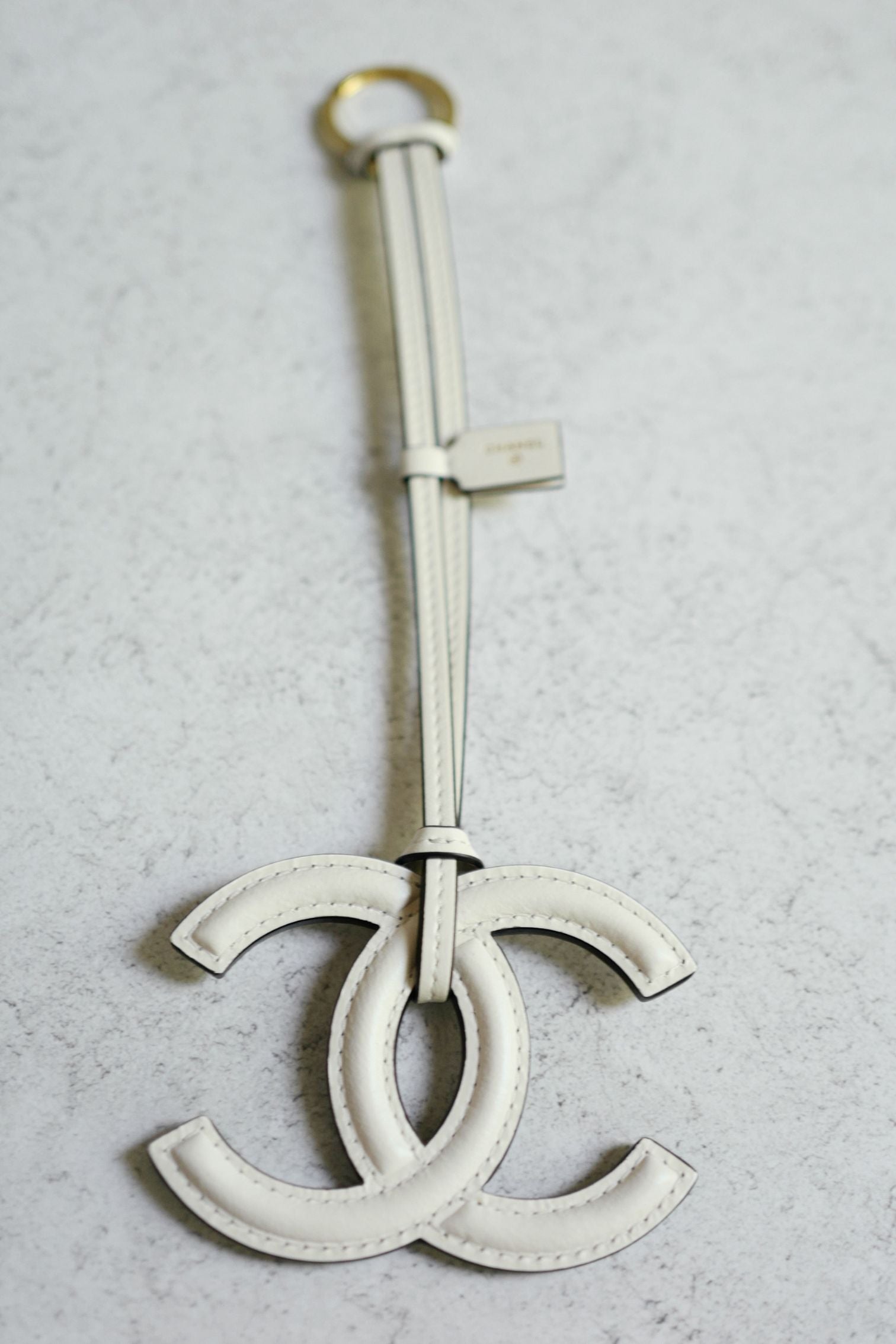 Chanel 26S Mini Bag Charm White Lambskin Leather