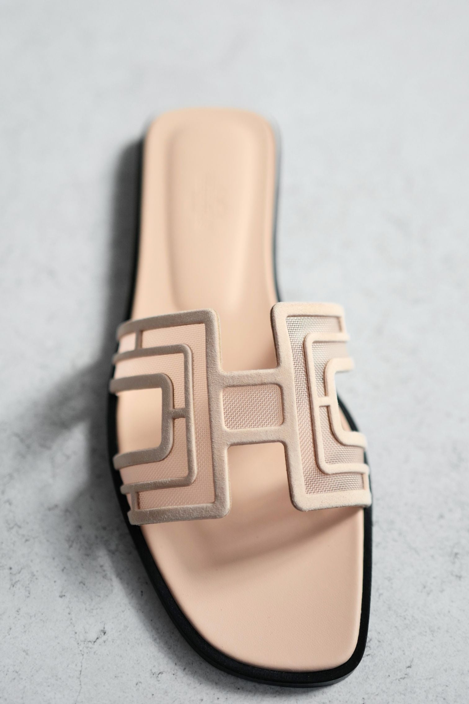 BNIB Hermes Oran Sandal Chevre Velours Resille Arcai Beige Nude Size 38