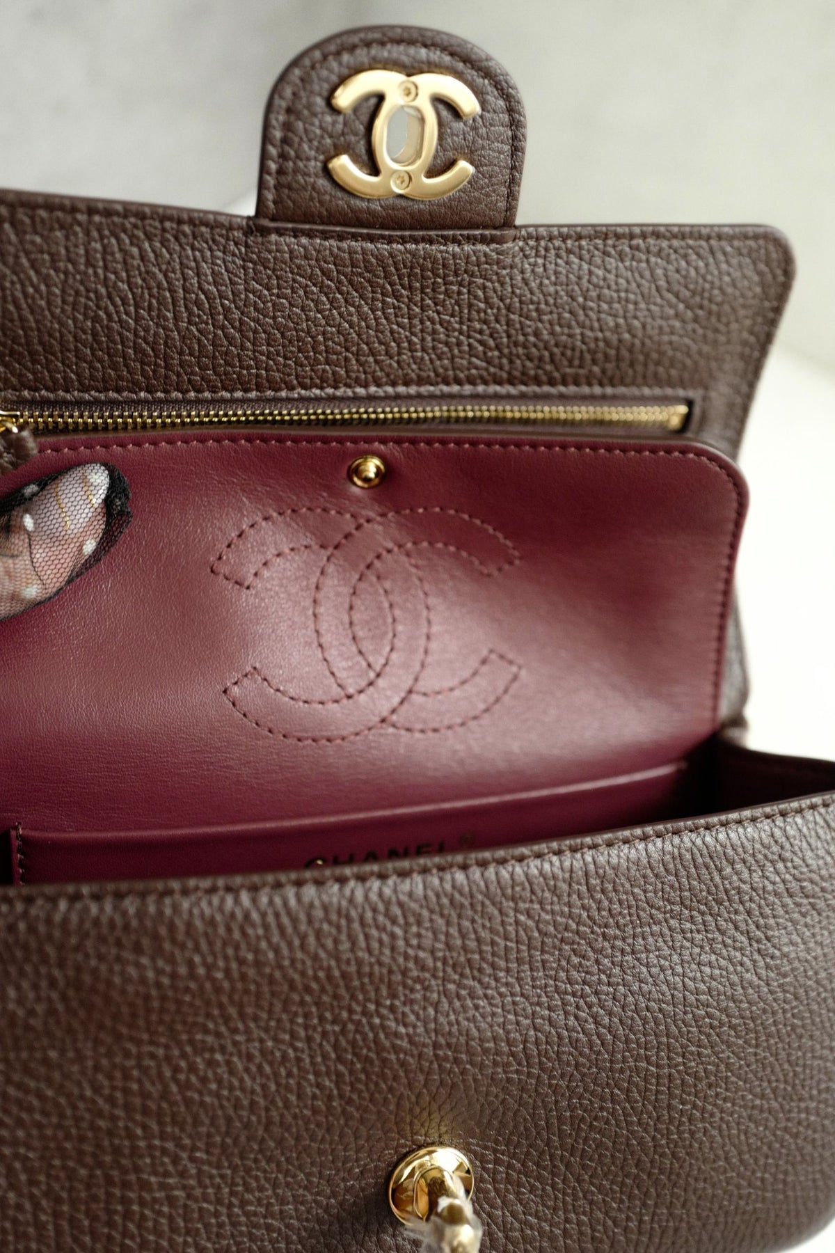 Chanel 26B Pre Fall Winter Mini Flap Bag Chocolate Brown Grained Calfskin GHW