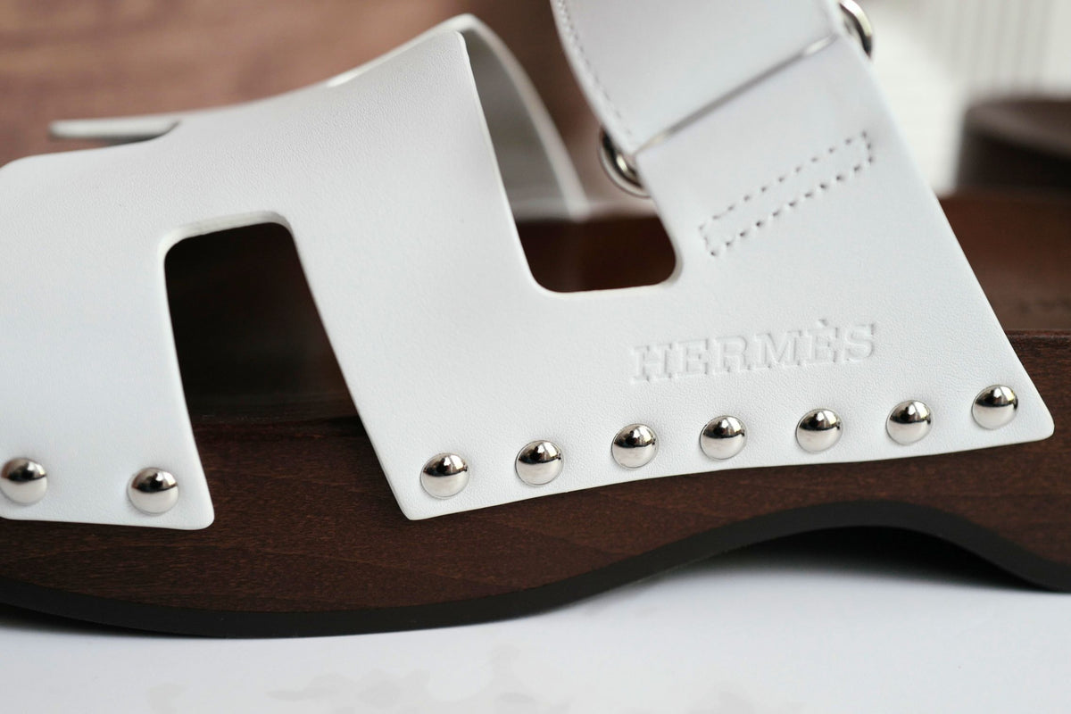 BNIB HERMÈS Kos Veau Women's Clog Blanc/white - Size 37